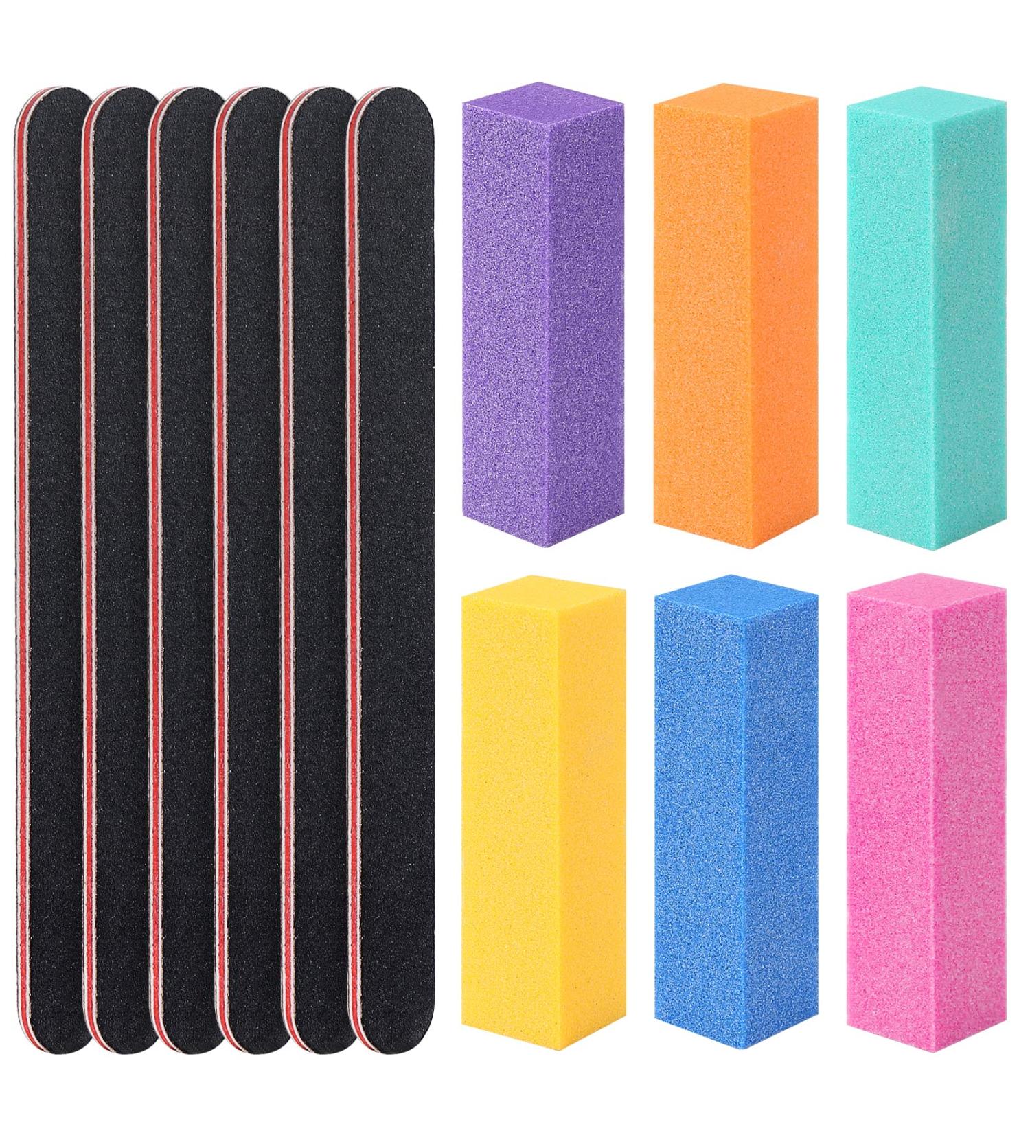 Professional 100/180 Grit Double Sided Nail Files Kit - 12 Pcs Black | Nail Care Set for Manicure & Pedicure - Buy Online on GoSupps.com