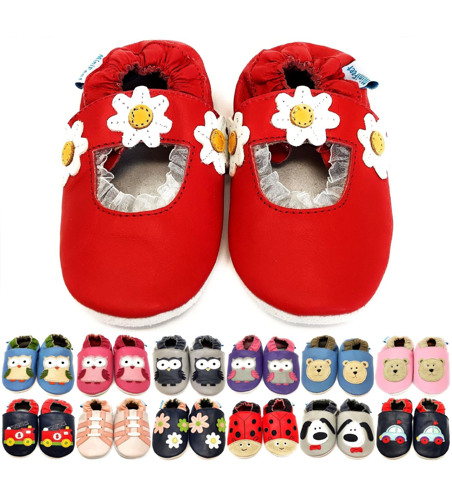 MiniFeet Premium Soft Leather Baby Shoes - Buy 4 Pairs, Get 1 Free! Toddler Shoes - Red Sandal (0-6 Months to 4-5 Years) - Buy Online on GoSupps.com