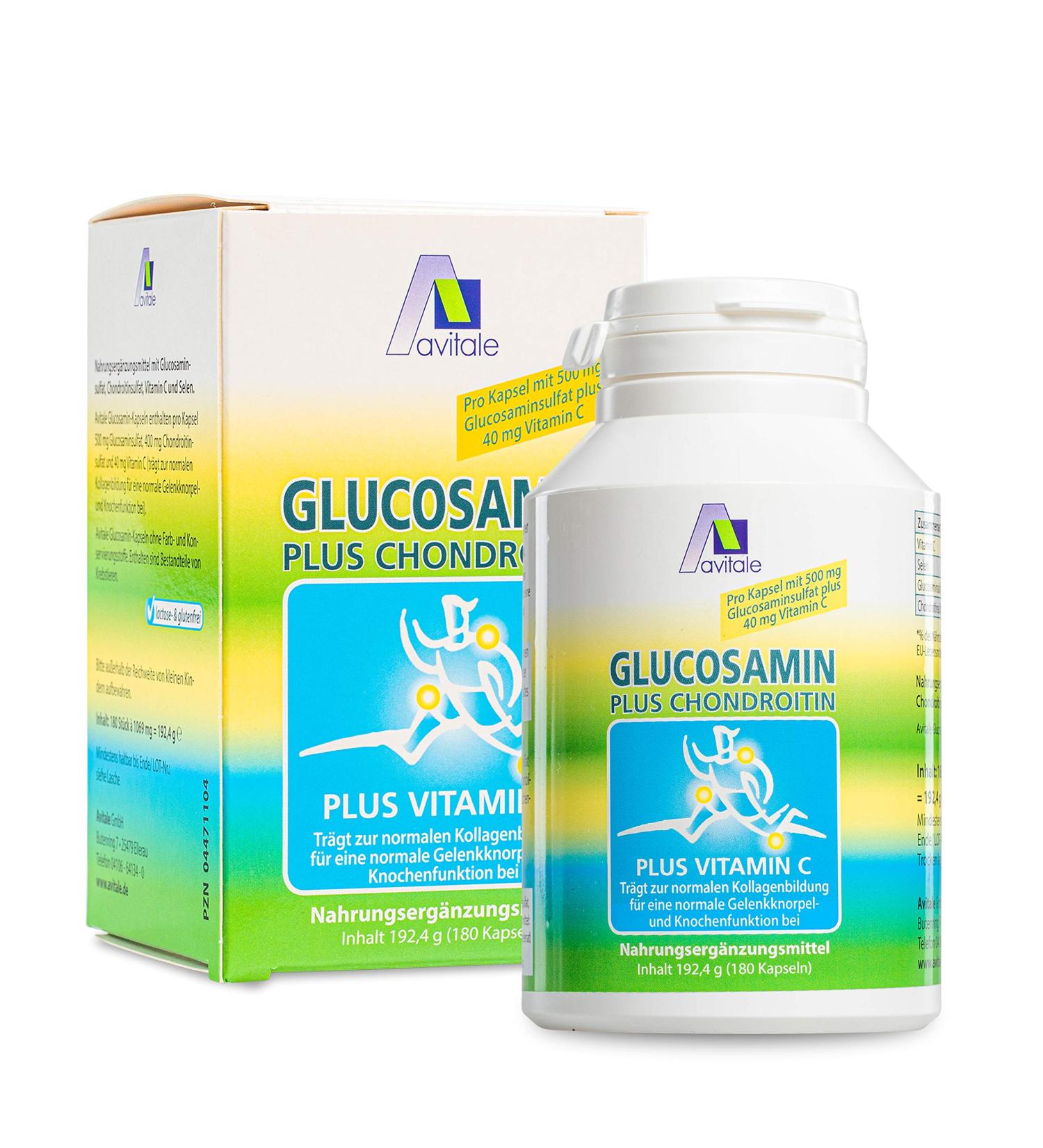 Avitale Glucosamine 500 mg & Chondroitin 400 mg Capsules - 180 Count | Joint Support Supplement - International Shipping Available - Buy Online on GoSupps.com