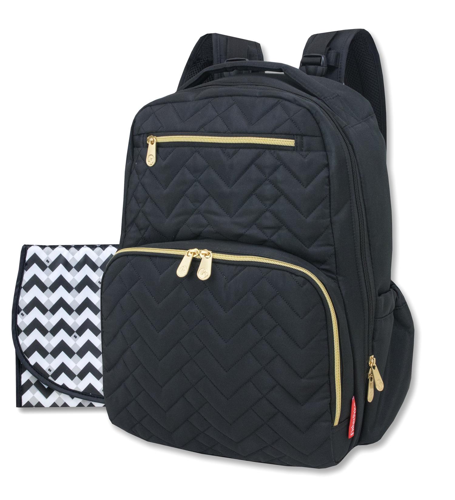 Fisher Price Diaper Bag Backpack - Signature Collection  with Cell Phone and Tablet Pockets and Stroller Clips (Black) - Buy Online on GoSupps.com