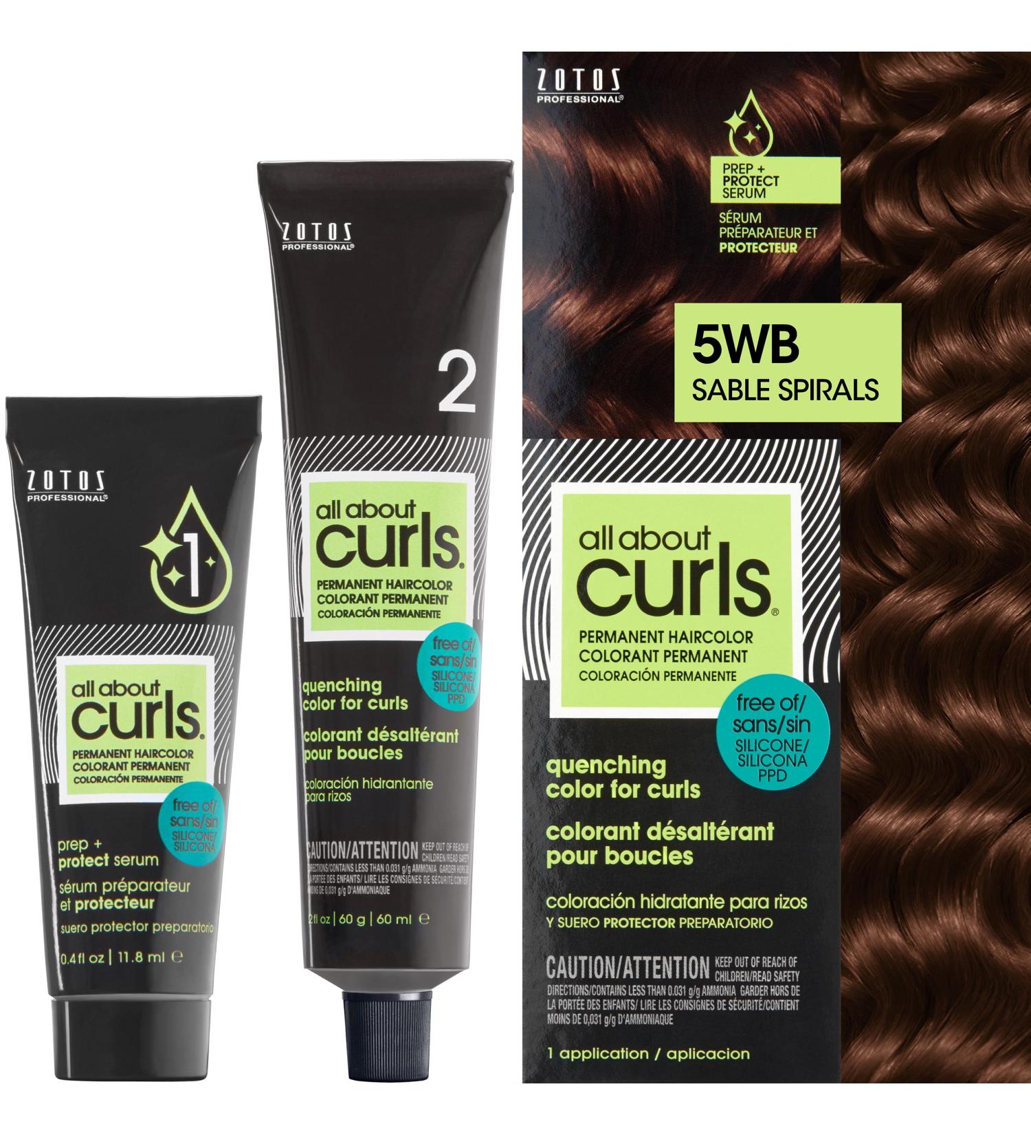 All About Curls 5WB Sable Spirals - Permanent Hair Color for Curly Hair | 100% Grey Coverage & Nourishing Serum | Dark Brown Hair Dye - Buy Online on GoSupps.com