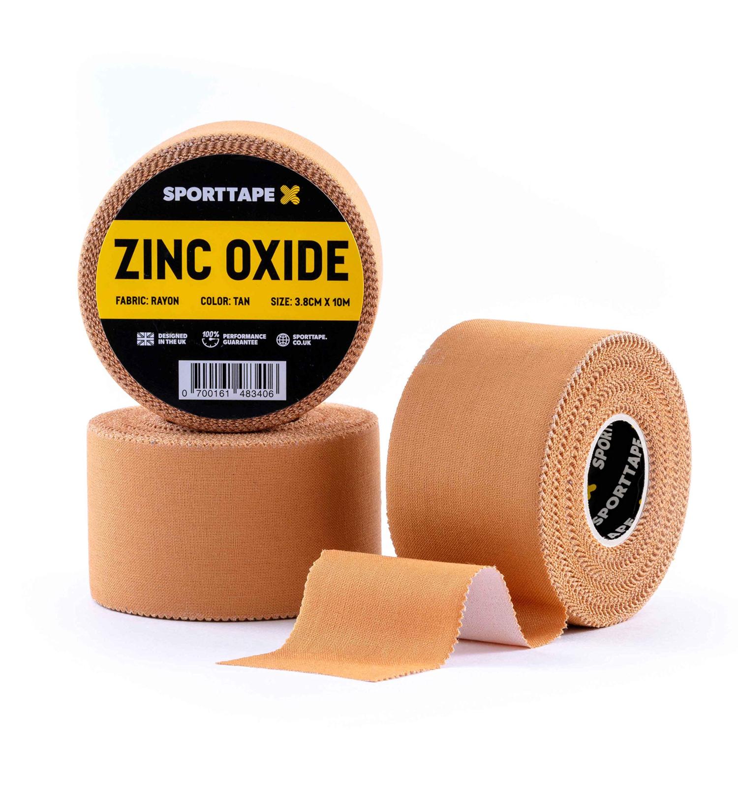 SPORTTAPE Tan Zinc Oxide Tape - 3 Rolls (3.8cm x 10m) | High Strength Athletic Tape for Blister Prevention, Plantar Fascia, Netball, Football, Rugby - Buy Online on GoSupps.com