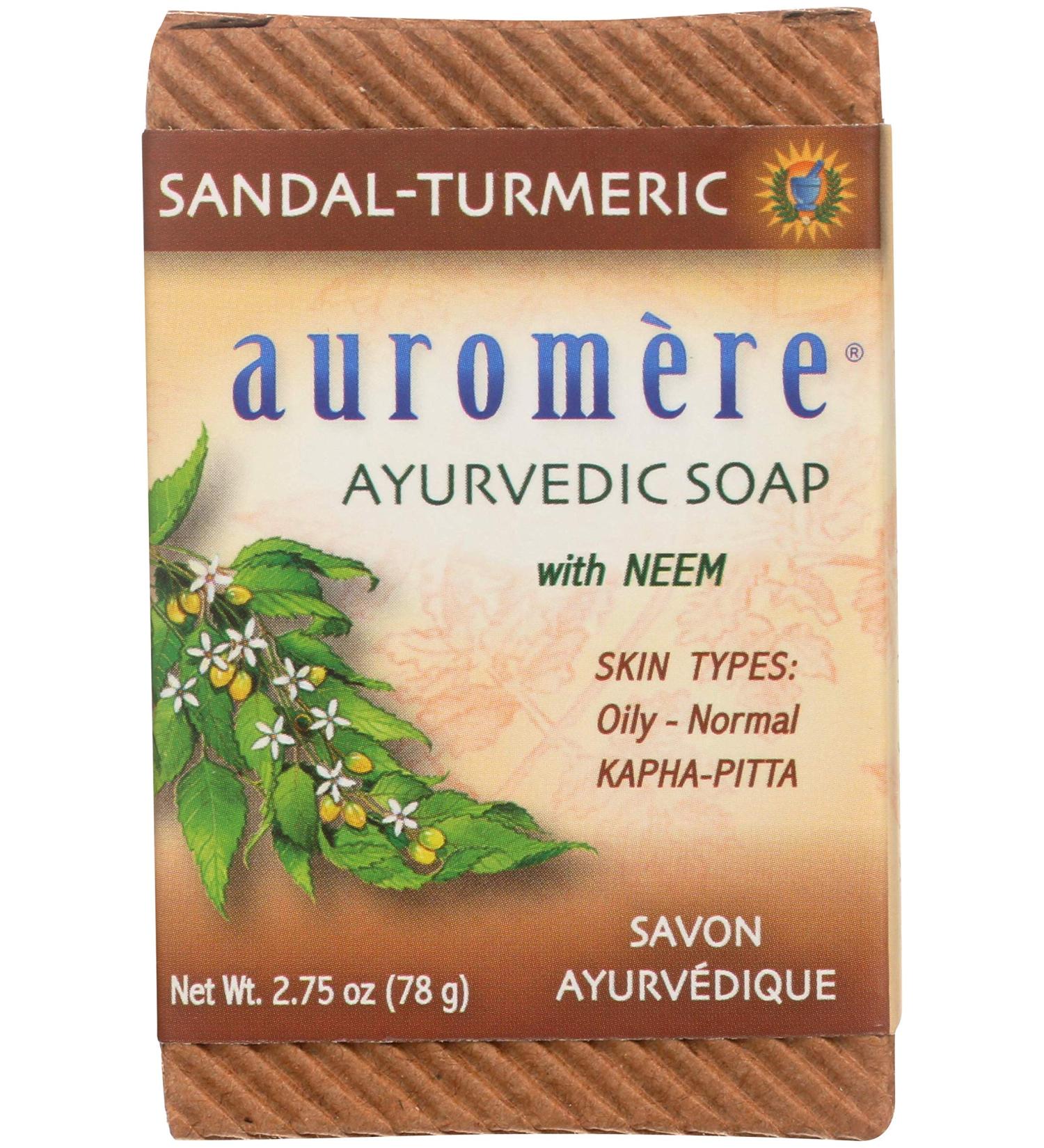 Ayurvedic Sandal-Turmeric Bar Soap - All Natural Handmade Eco-friendly Soap for Sensitive Skin by Auromere - 2.75 oz - Buy Online on GoSupps.com
