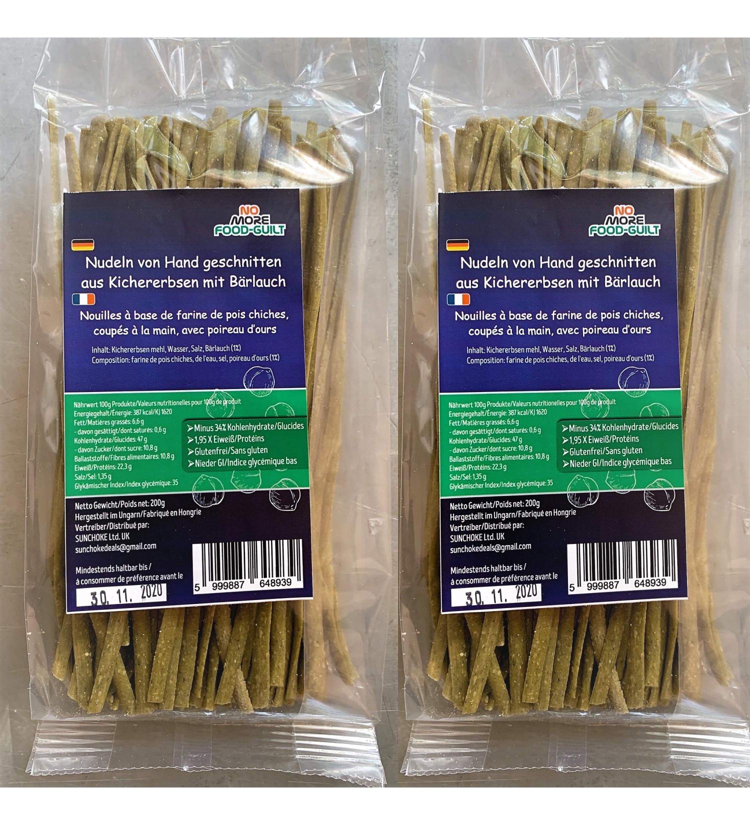 NO MORE FOODGUILT noodles handcut from chickpea flour with wild garlic 400g