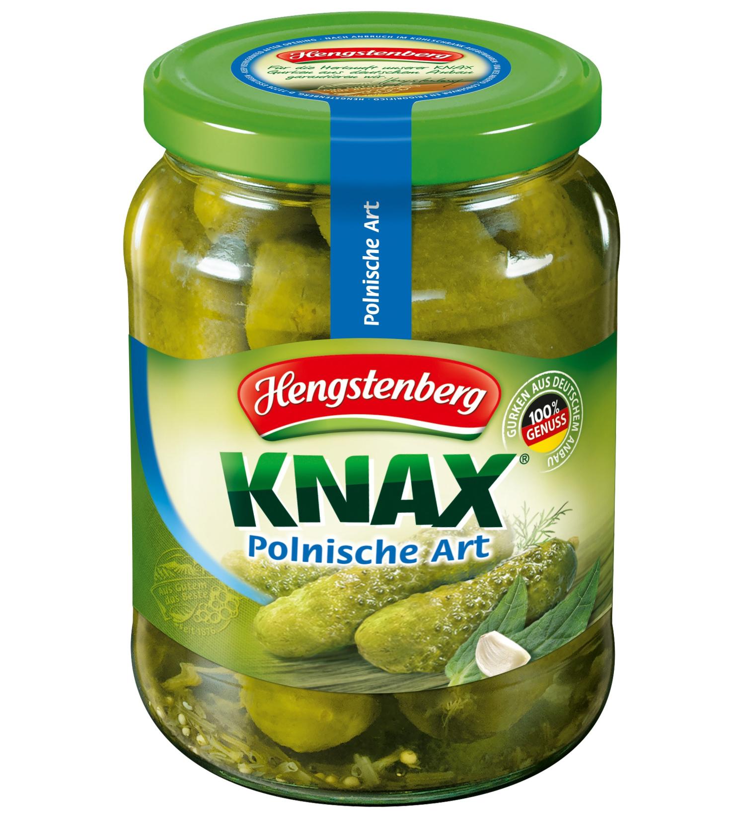 Hengstenberg Knax gherkins Polish style pack of 12 (12 x 670 g)
