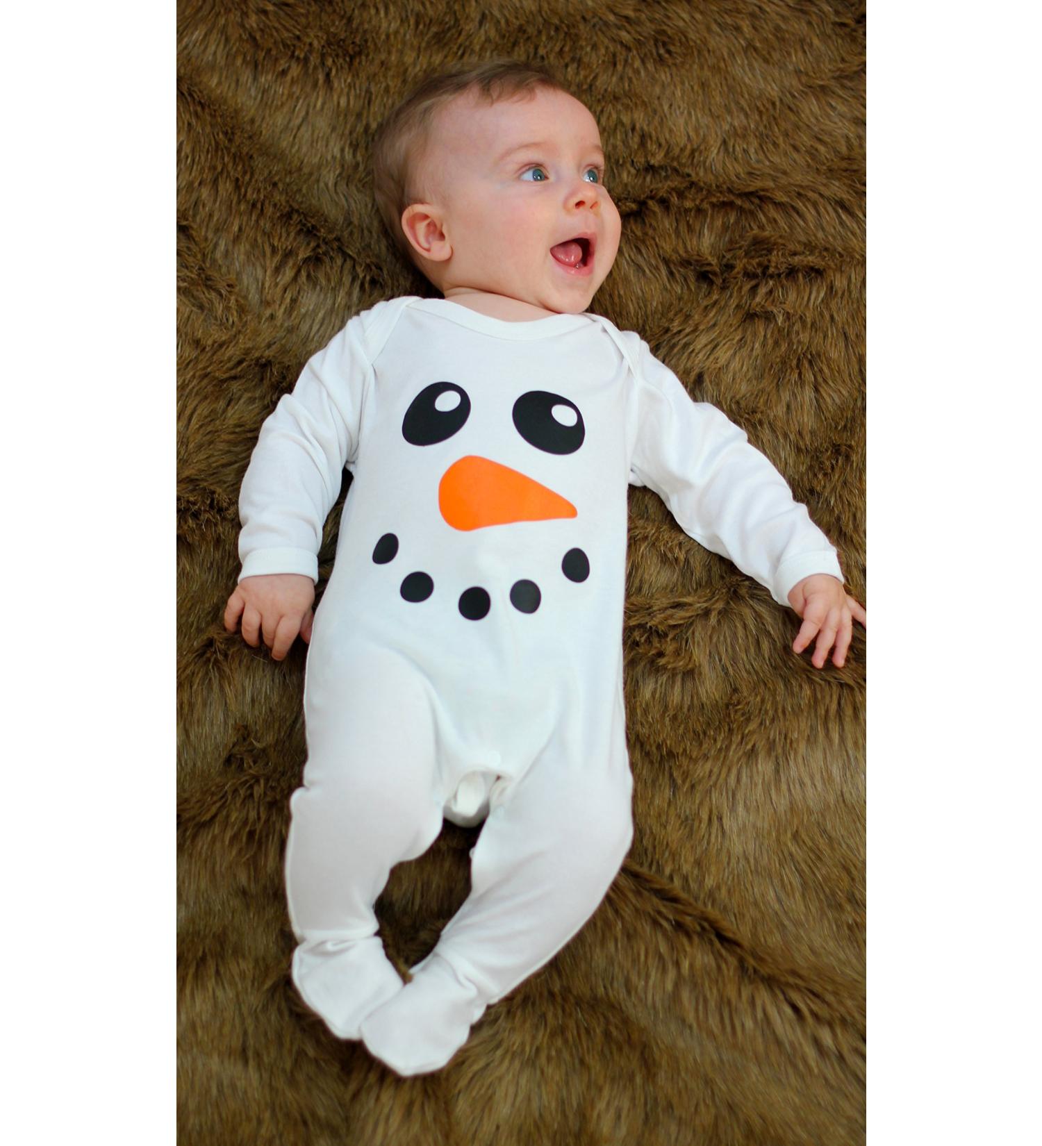 Baby Moo's Snowman Baby 1st Xmas Sleepsuit | UK Made | 6-12 Months - Buy Online on GoSupps.com