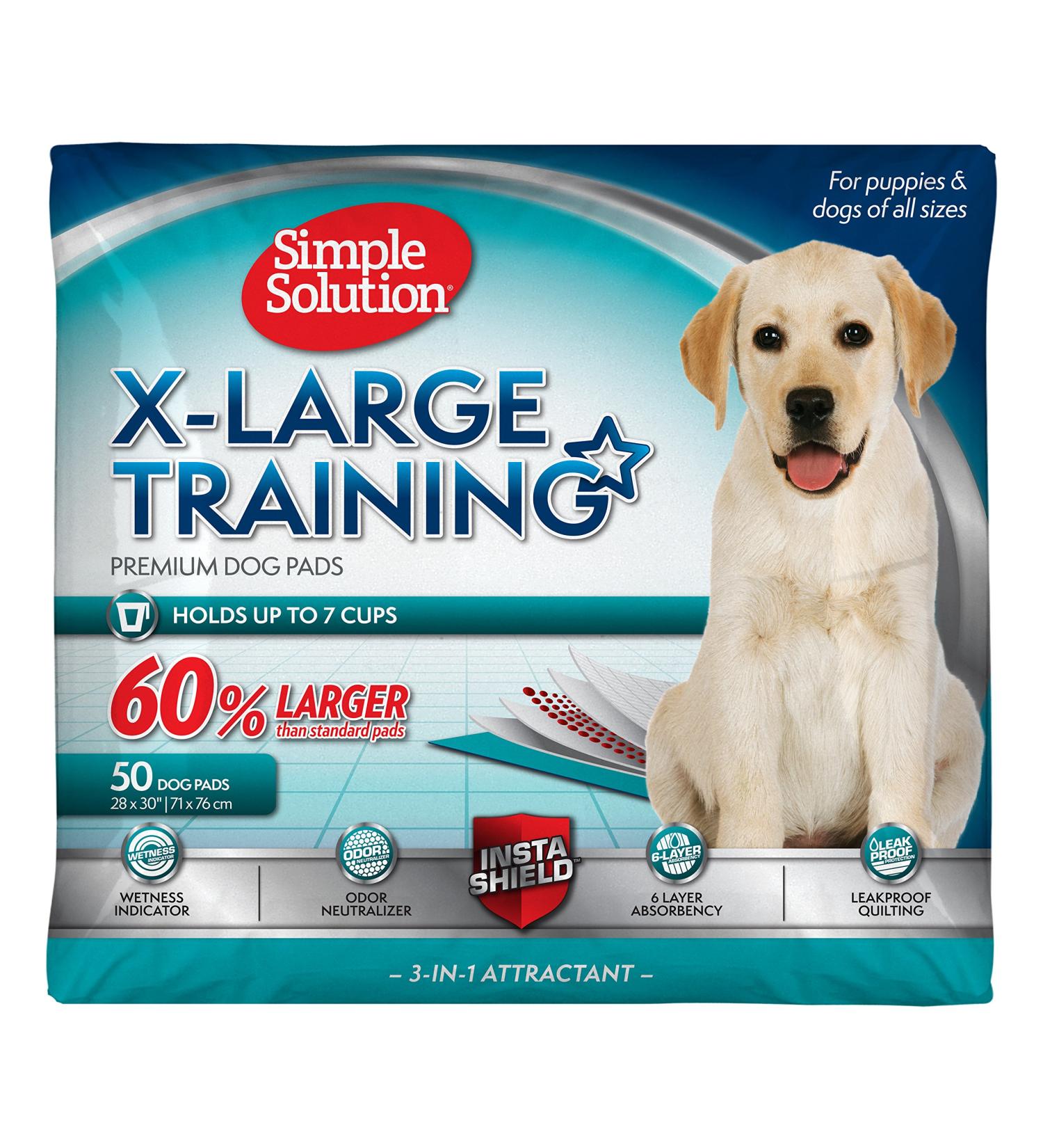 Simple Solution Extra Large Puppy Training Pads | 6-Layer Dog Pee Pads | Absorbs 7 Cups | 28x30 Inches 50ct - Buy Online on GoSupps.com