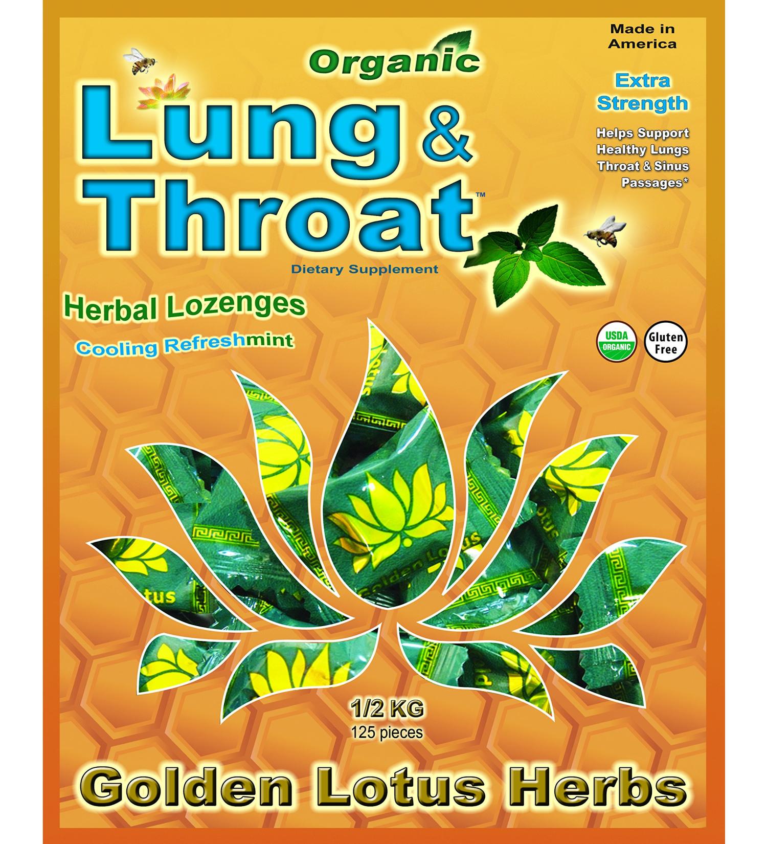 Organic Lung & Throat Herbal Lozenges - 0.5kg, 125 Count - Golden Lotus Herbs - Buy Online on GoSupps.com