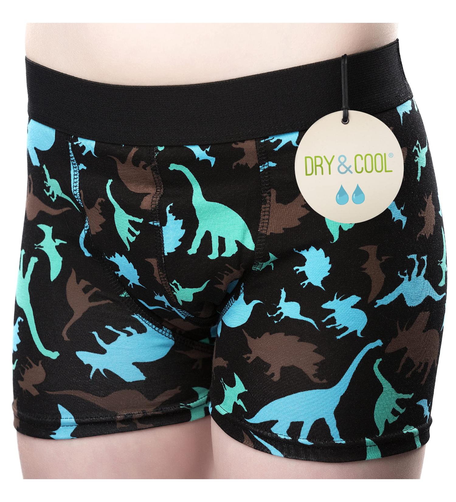 Dry & Cool Daily Incontinence Brief for Kids | Washable Absorbing Underwear - Dino Design (134-140 cm 9-10 Years) - Black/Green/Blue - Buy Online on GoSupps.com