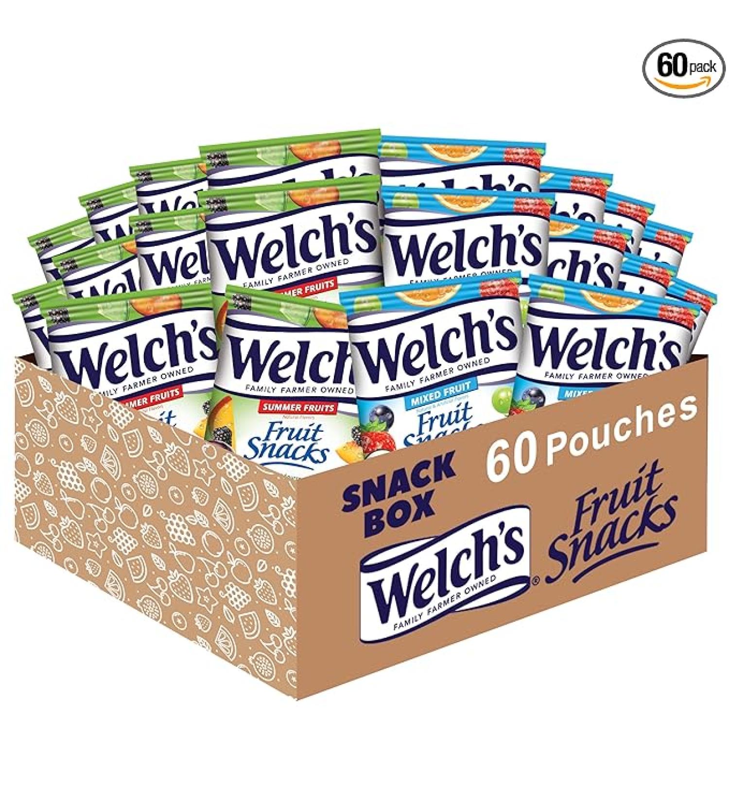 Welch's Fruit Snacks Mixed Fruit & Summer Fruits Bulk Variety Pack Perfect for School Lunches Gluten Free 0.8 oz Individual Single Serve Bags (Pack of 60) - Buy Online on GoSupps.com