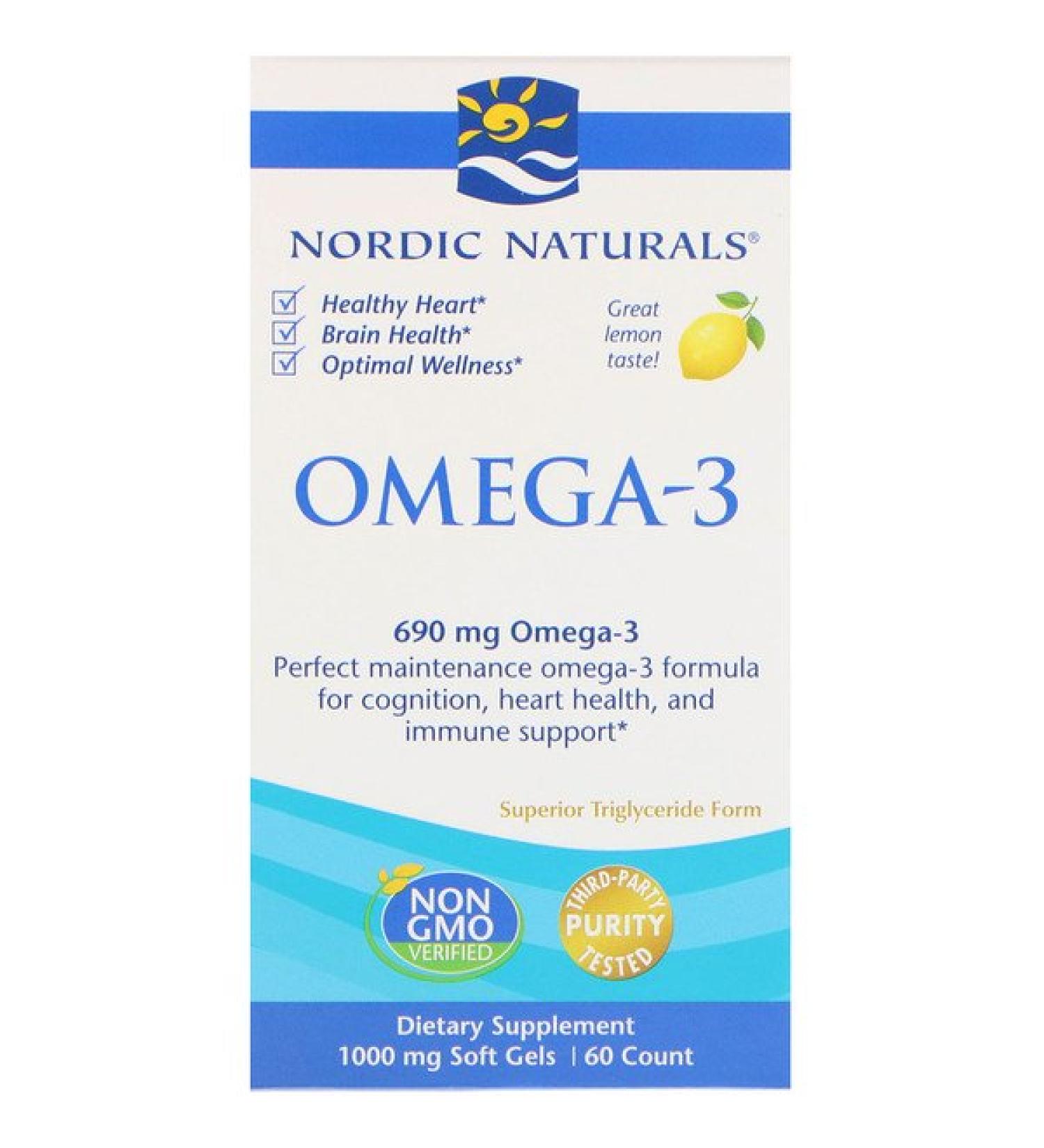 Nordic Naturals Omega-3 Lemon 690 mg 60 Soft Gels