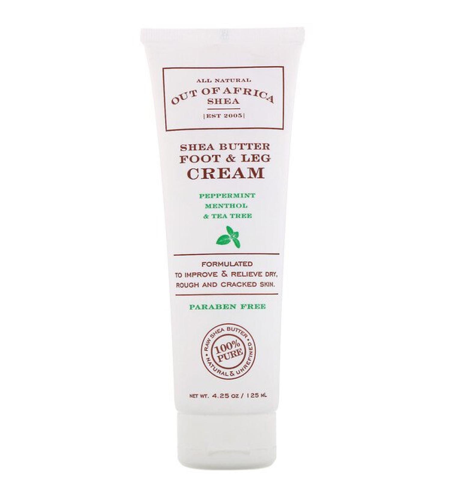 Out of Africa Shea Butter Foot & Leg Cream Peppermint Menthol & Tea Tree 4.25 oz (125 ml)