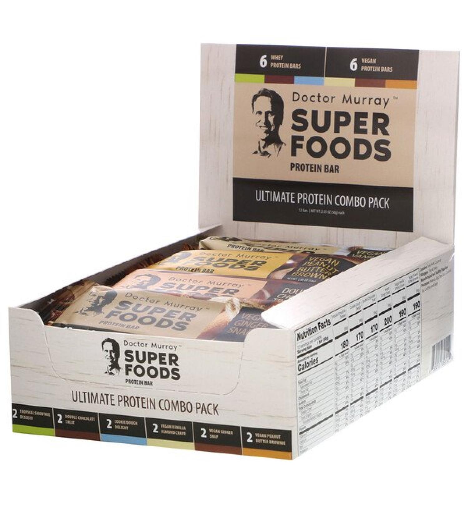 Dr. Murray's Superfoods Protein Bars Ultimate Protein Combo Pack 12 Bars 2.05 oz (58 g) Each