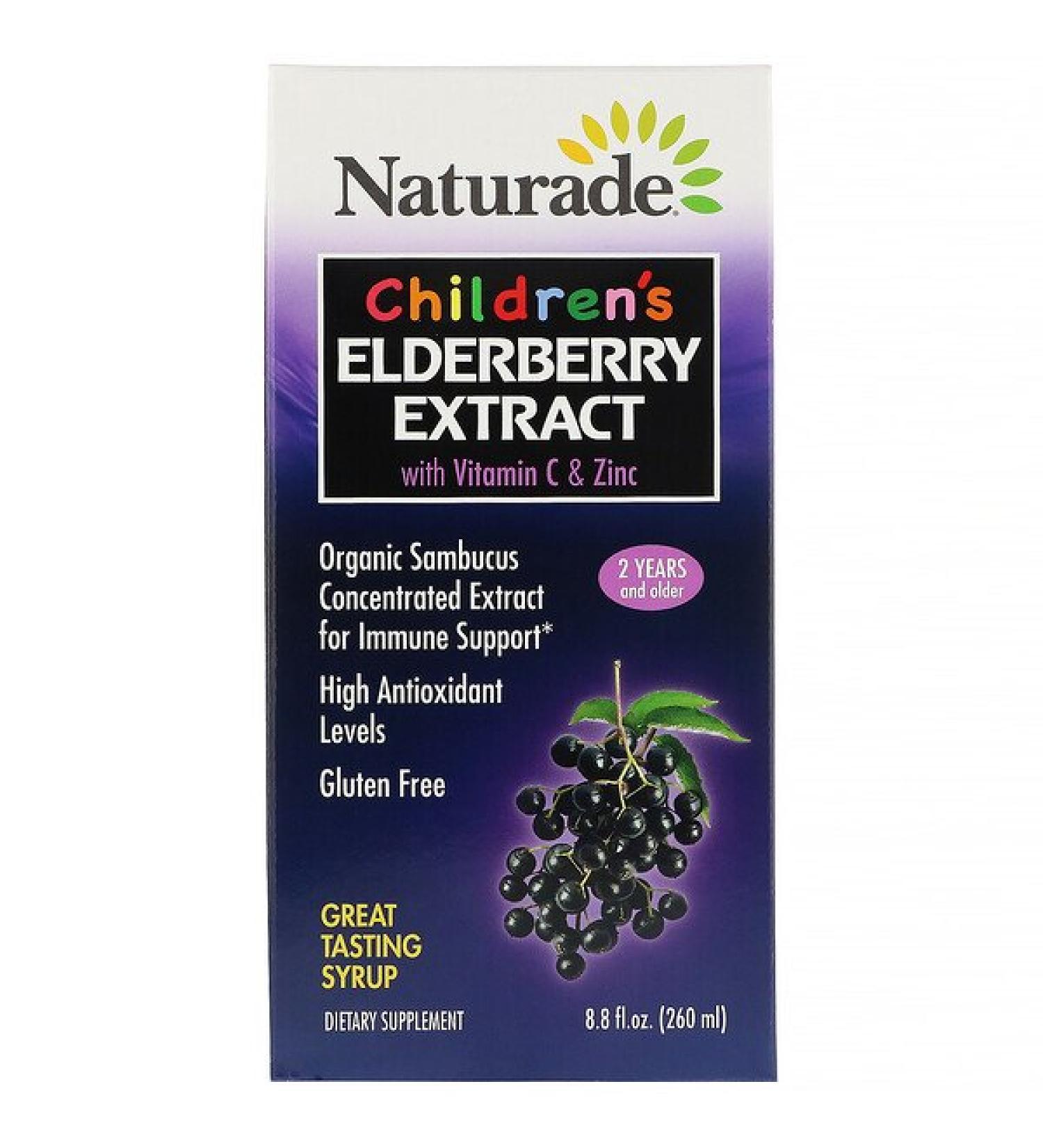 Naturade Children's Elderberry Extract Syrup with Vitamin C & Zinc 2 Years and Older 8.8 fl oz (260 ml)