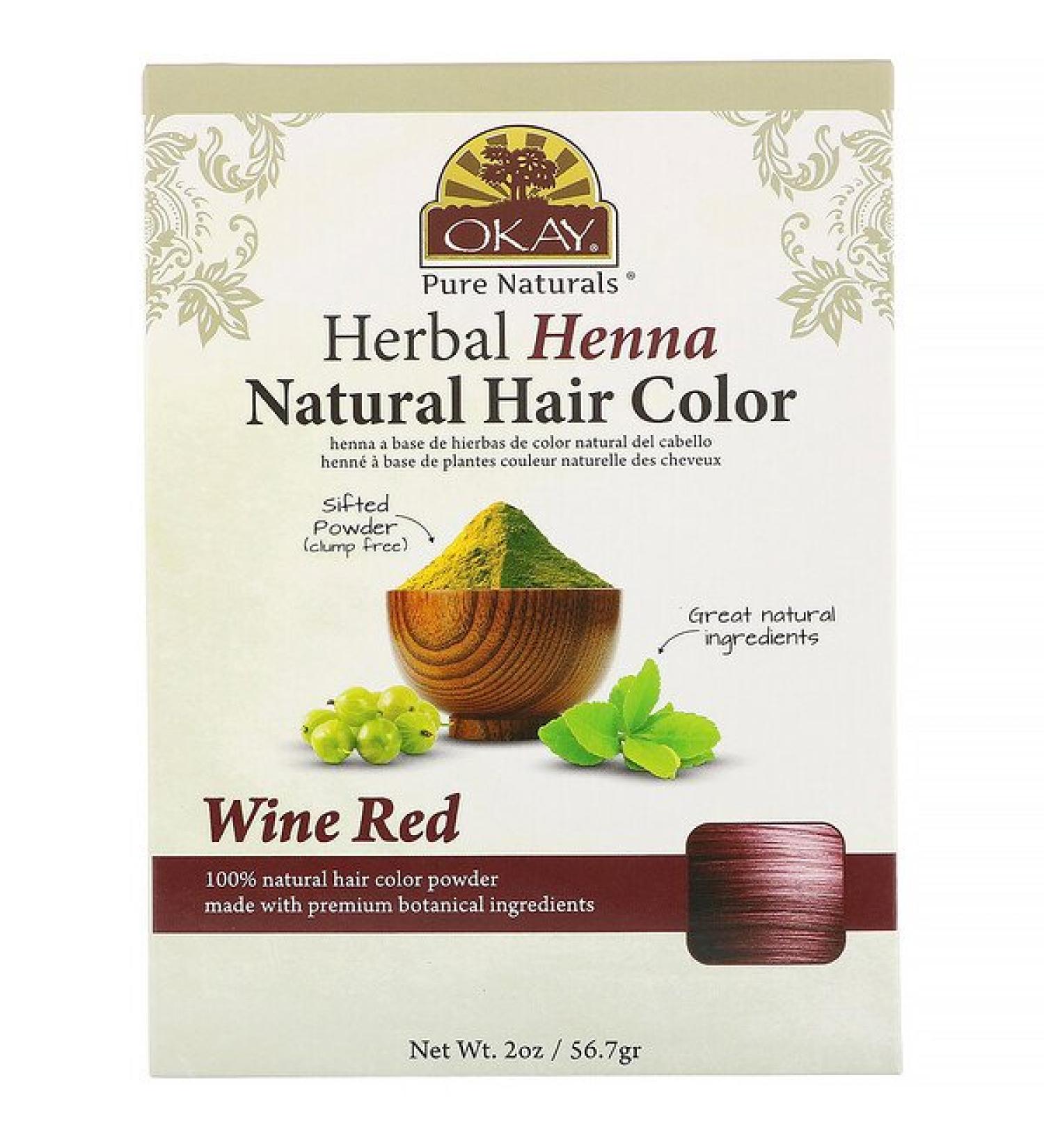 Okay Pure Naturals Herbal Henna Natural Hair Color Wine Red 2 oz (56.7 g)