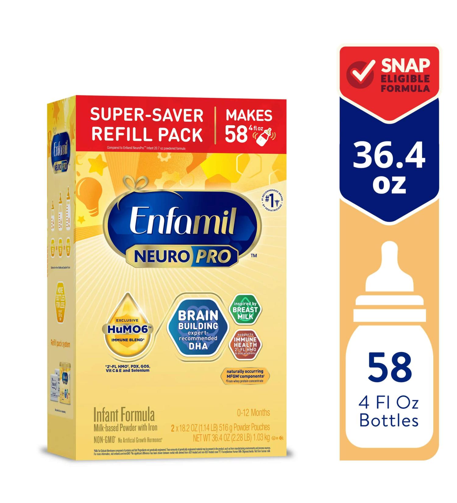 Enfamil NeuroPro Baby Formula Triple Prebiotic Immune Blend Inspired by Breast Milk Non-GMO Refill box - 36.4 Oz - Buy Online on GoSupps.com