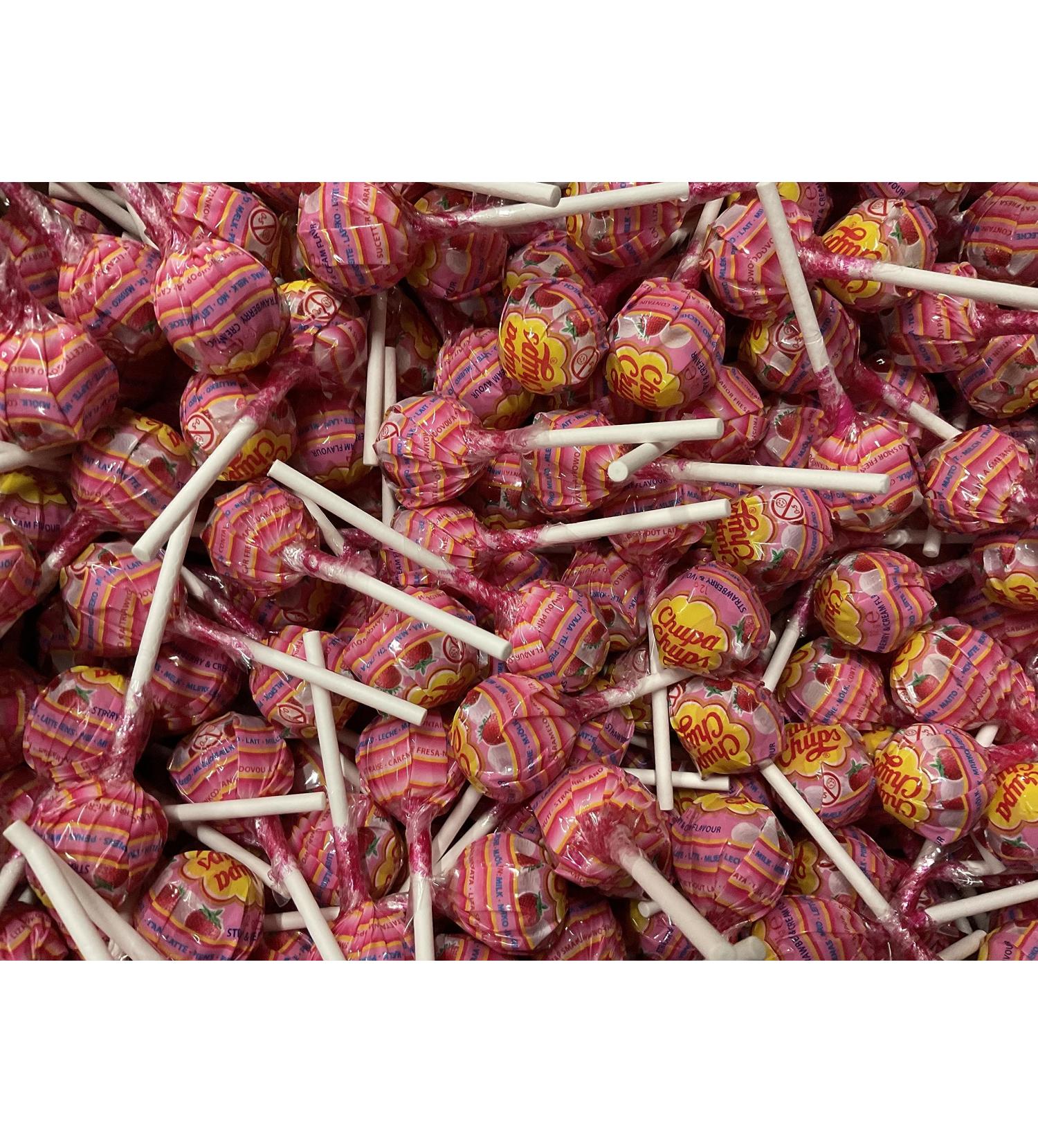 Strawberry And Cream x 10 Chupa Chups Lollypops Ideal party bag filler Pinata Prize Easter Egg Hunt Prizes.
