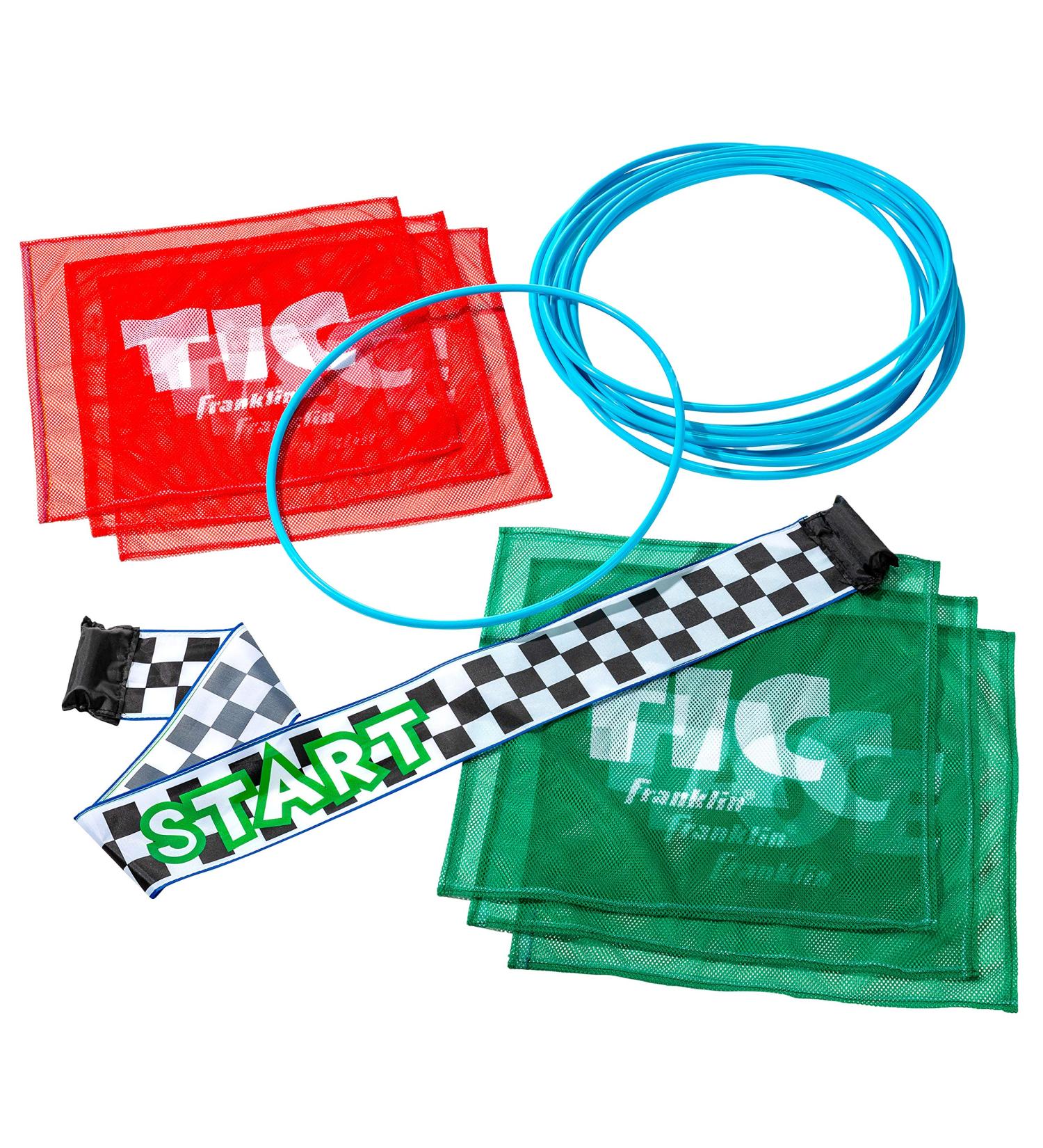 Franklin Field Day Tic Tac Toe Racing Game for Kids and Adults - Backyard Fun with 9 Hoops, 6 Flags, and Starting Line - Buy Online on GoSupps.com