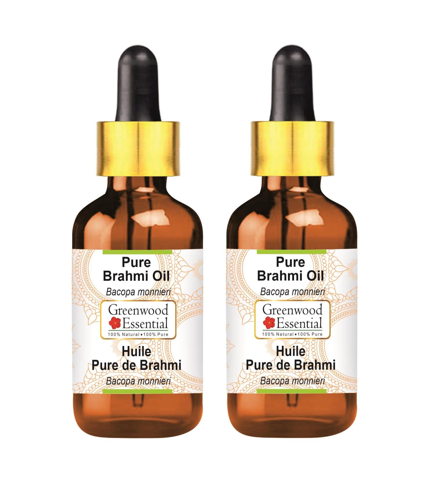 Buy Greenwood Essential Brahmi Oil (Bacopa Monnieri) Therapeutic 100ml (Pack of 2) for Hair Skin & Aromatherapy | Natural Glass Dripper - Buy Online on GoSupps.com