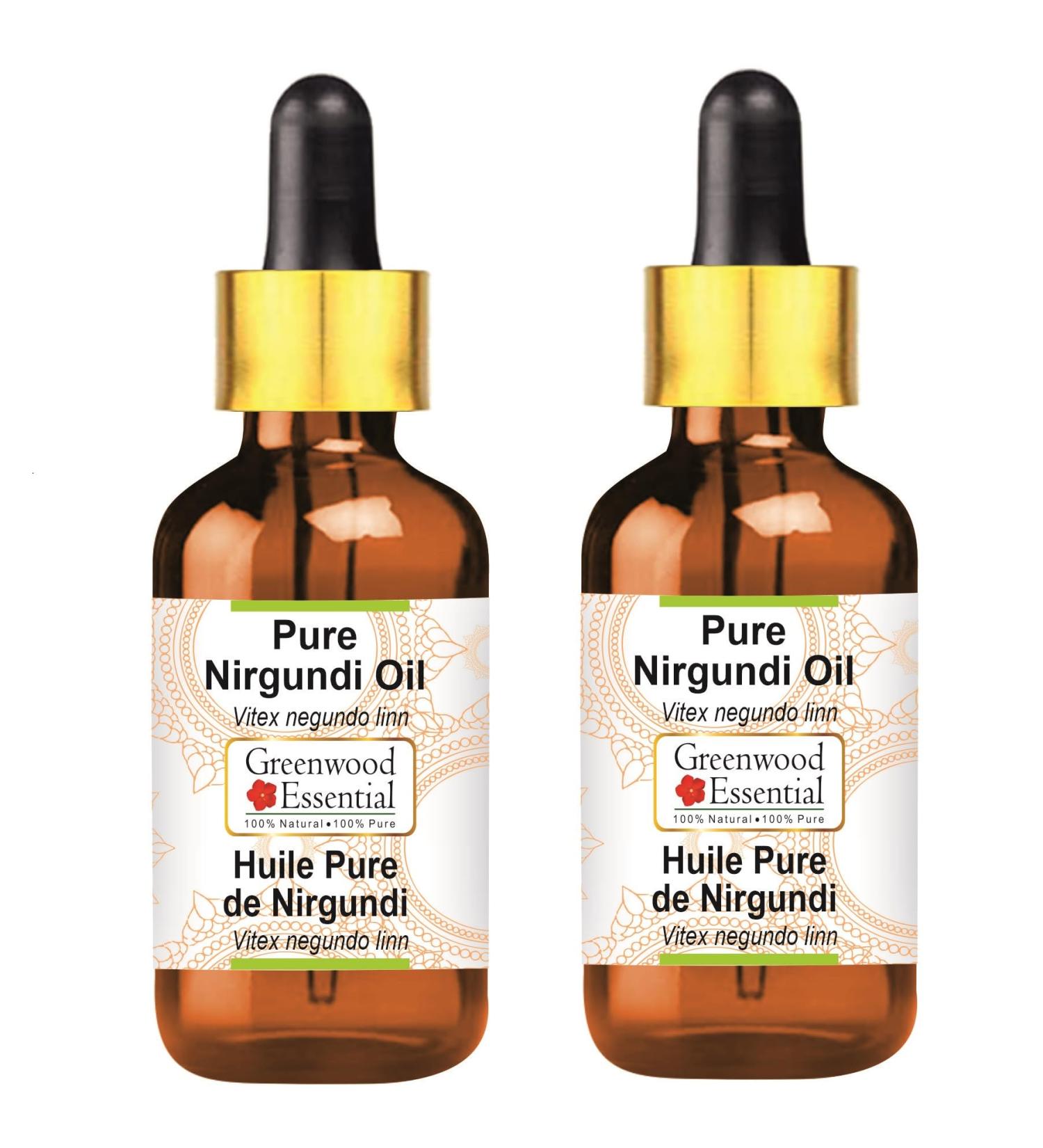 Buy Greenwood Essential Natural Nirgundi Oil (Vitex Negundo) - Therapeutic Quality 100ml x 2 with Droppers for Health & Wellness - International Shipping Available - Buy Online on GoSupps.com