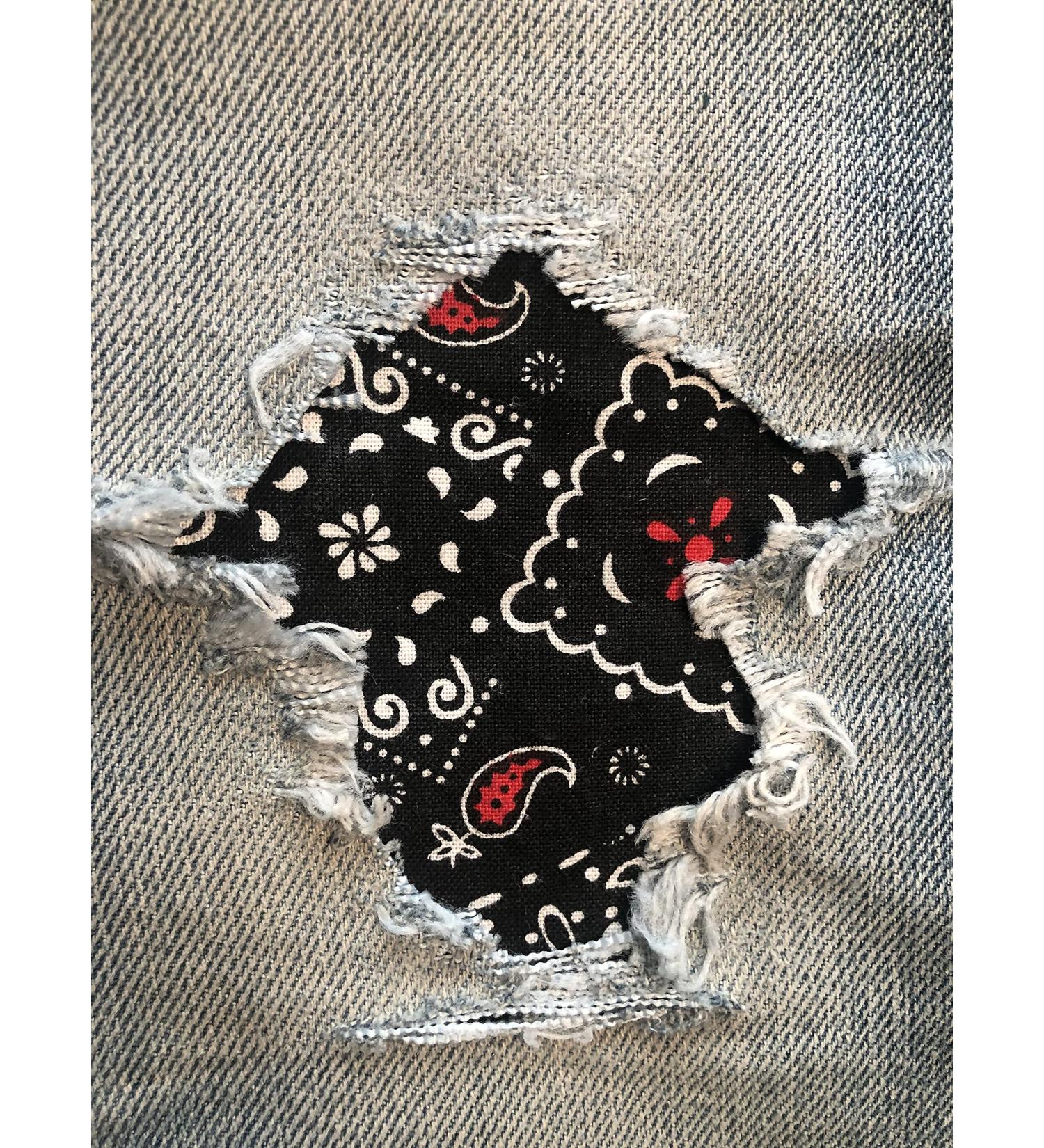 Bandana Fabric Peek-A-Boo Iron ON Patches - Red/Black 3 x 5 (Set of 2) - Buy Online on GoSupps.com
