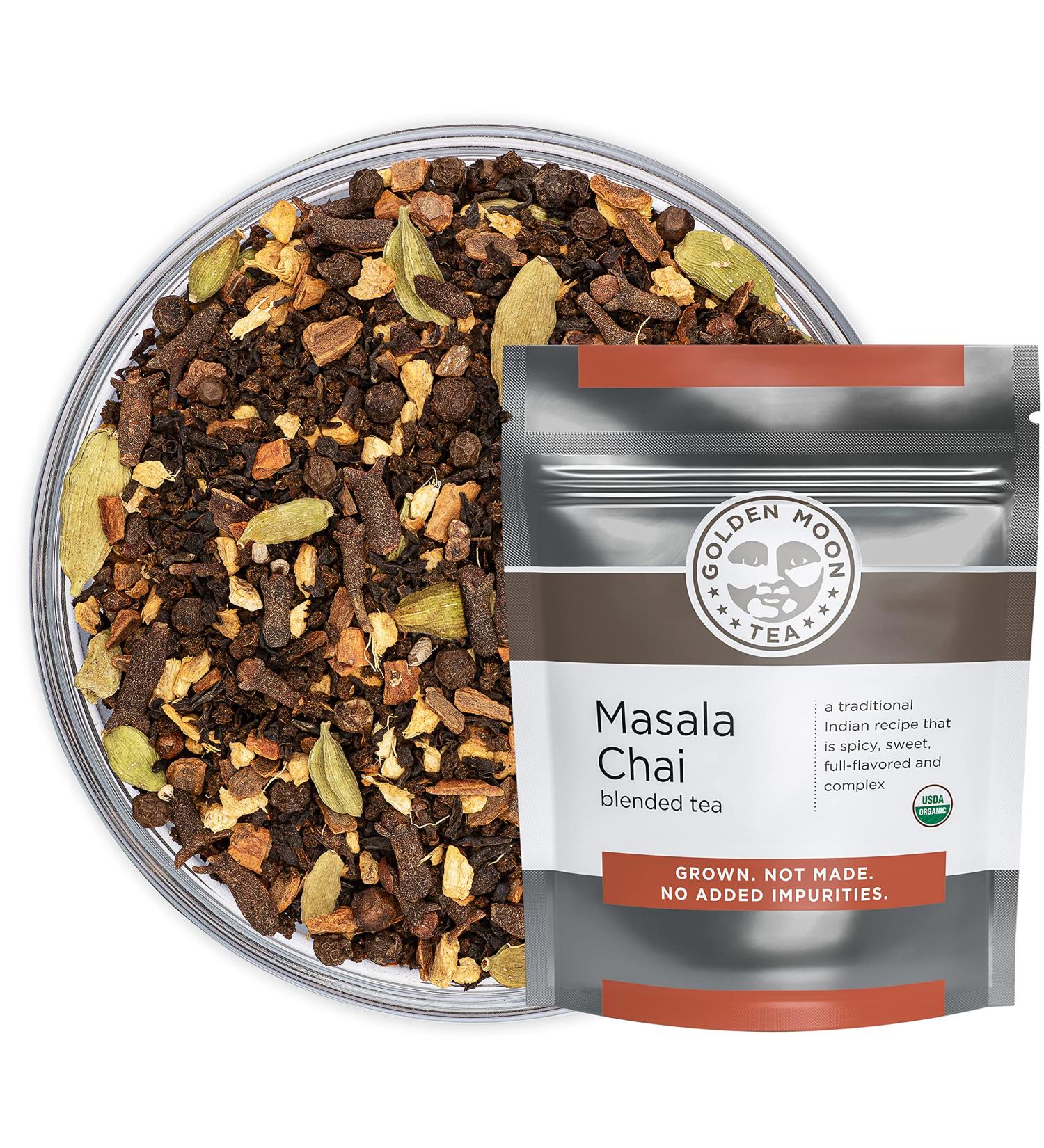 Golden Moon Tea Masala Chai Tea - 181 Servings - 1lb Pack - Organic Authentic Recipe - Buy Online on GoSupps.com