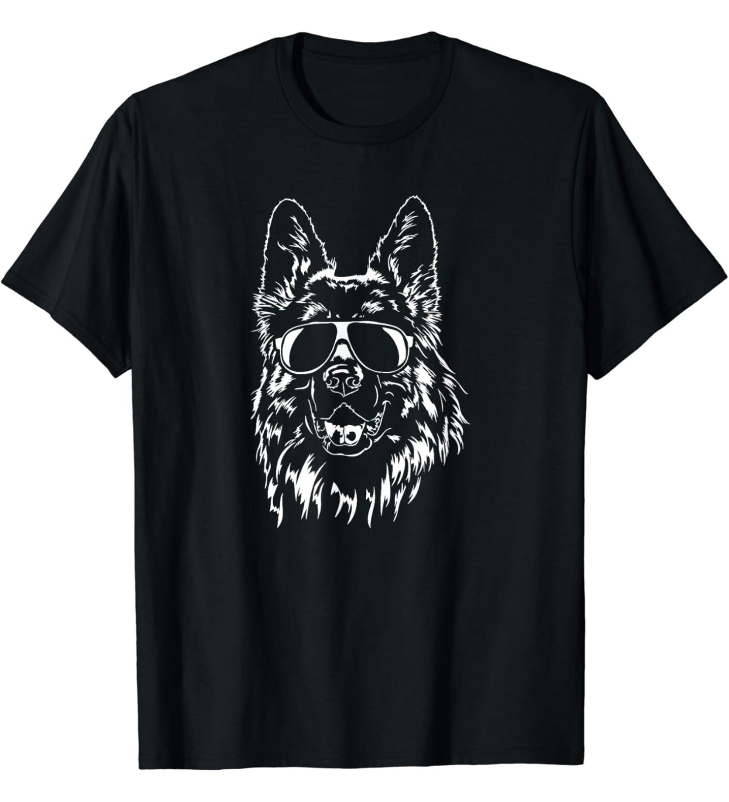 Funny German Shepherd cool sunglasses dog T-Shirt