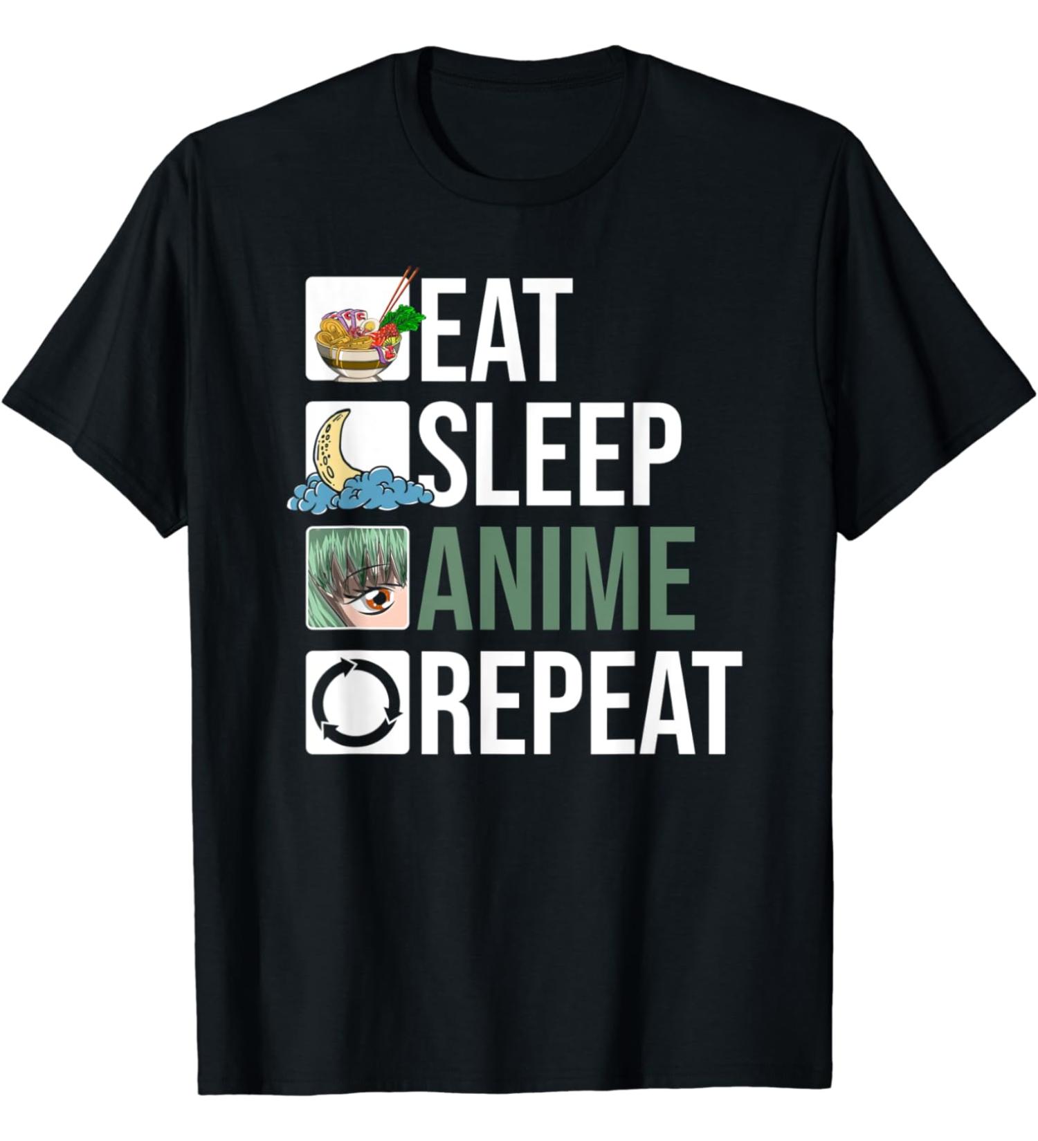 Kawaii Food Ramen Noodles Japan Eat Sleep Anime Repeat Anime T-Shirt