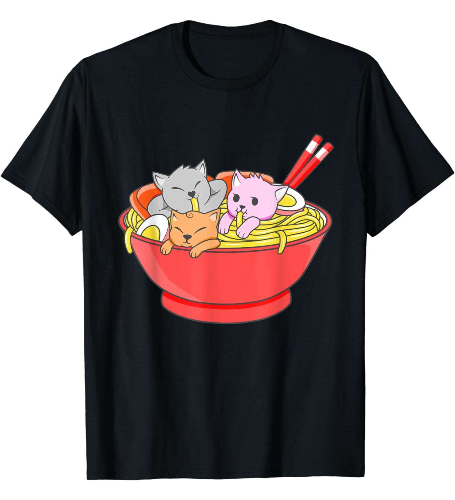 Anime Japanese Cat Ramen Kawaii Ramen Noodle Life T-Shirt