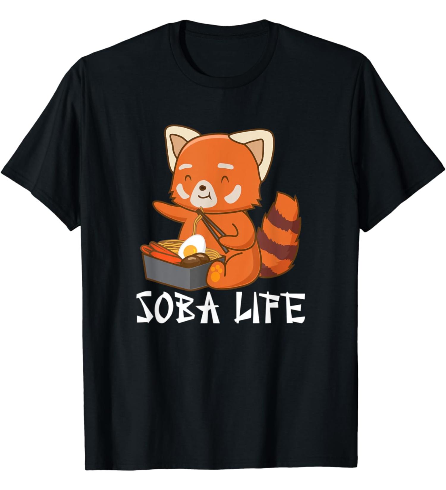 Soba Life Red Panda Japanese Food Anime Soba Noodles T-Shirt