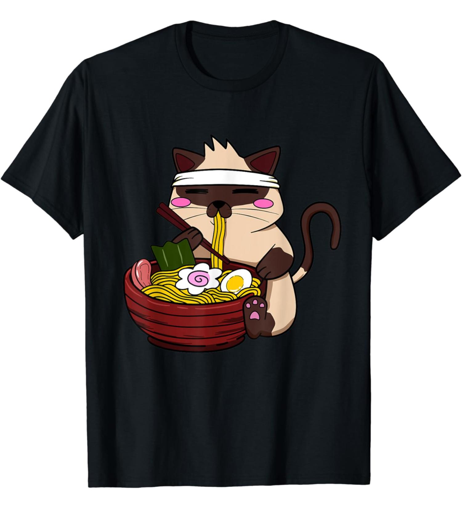 Anime Siamese Ramen Japanese Ramen Life Noodle T-Shirt