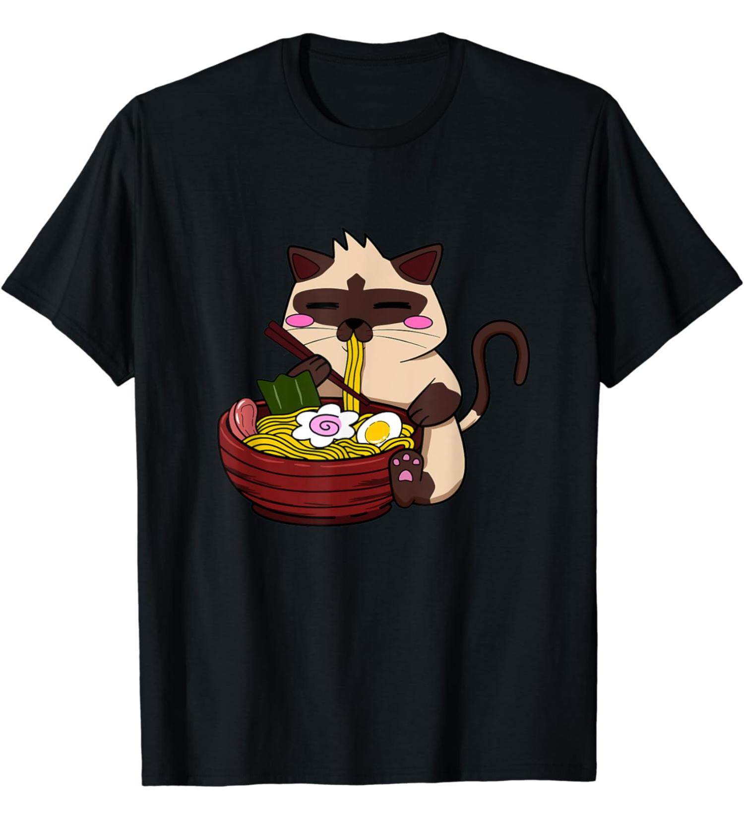 Siamese Cat Ramen Japanese Ramen Life Noodle T-Shirt