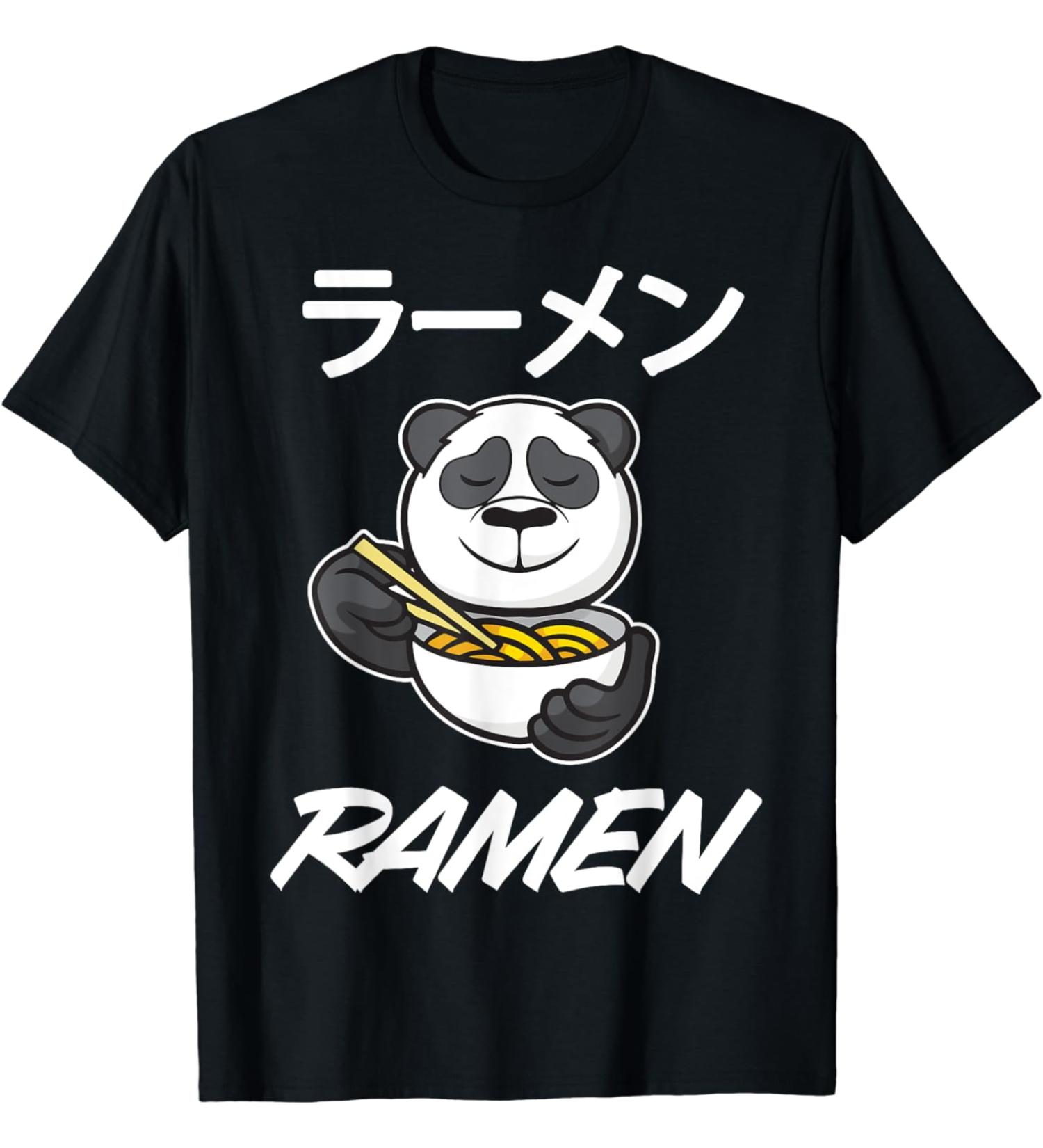 Noodles Anime Merch Manga Cute Panda Bear Japan Otaku Ramen T-Shirt