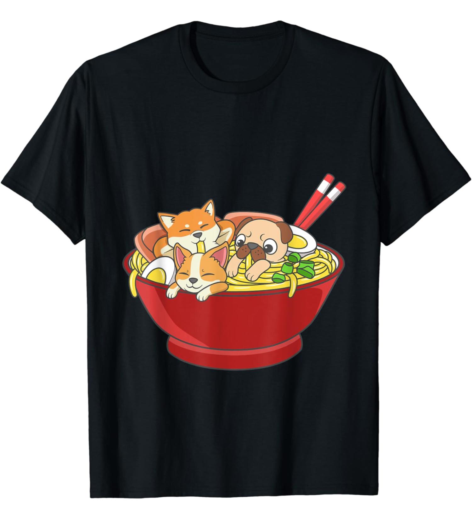 Anime Japanese Dog Ramen Kawaii Ramen Noodle Life T-Shirt