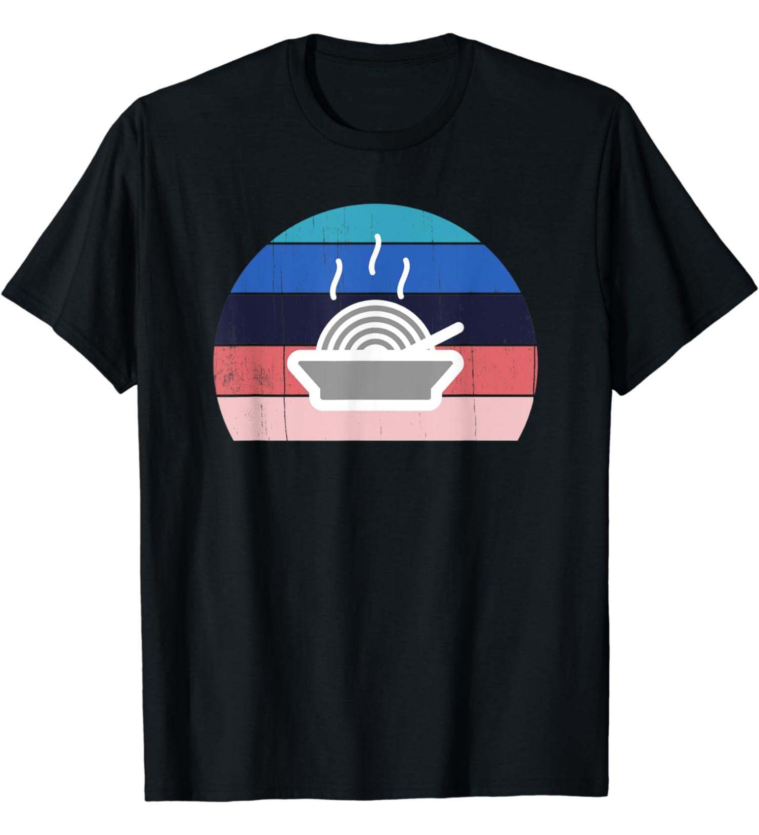 Cool Retro Sunset Japanese Ramen: Food Lover Asian Noodles T-Shirt