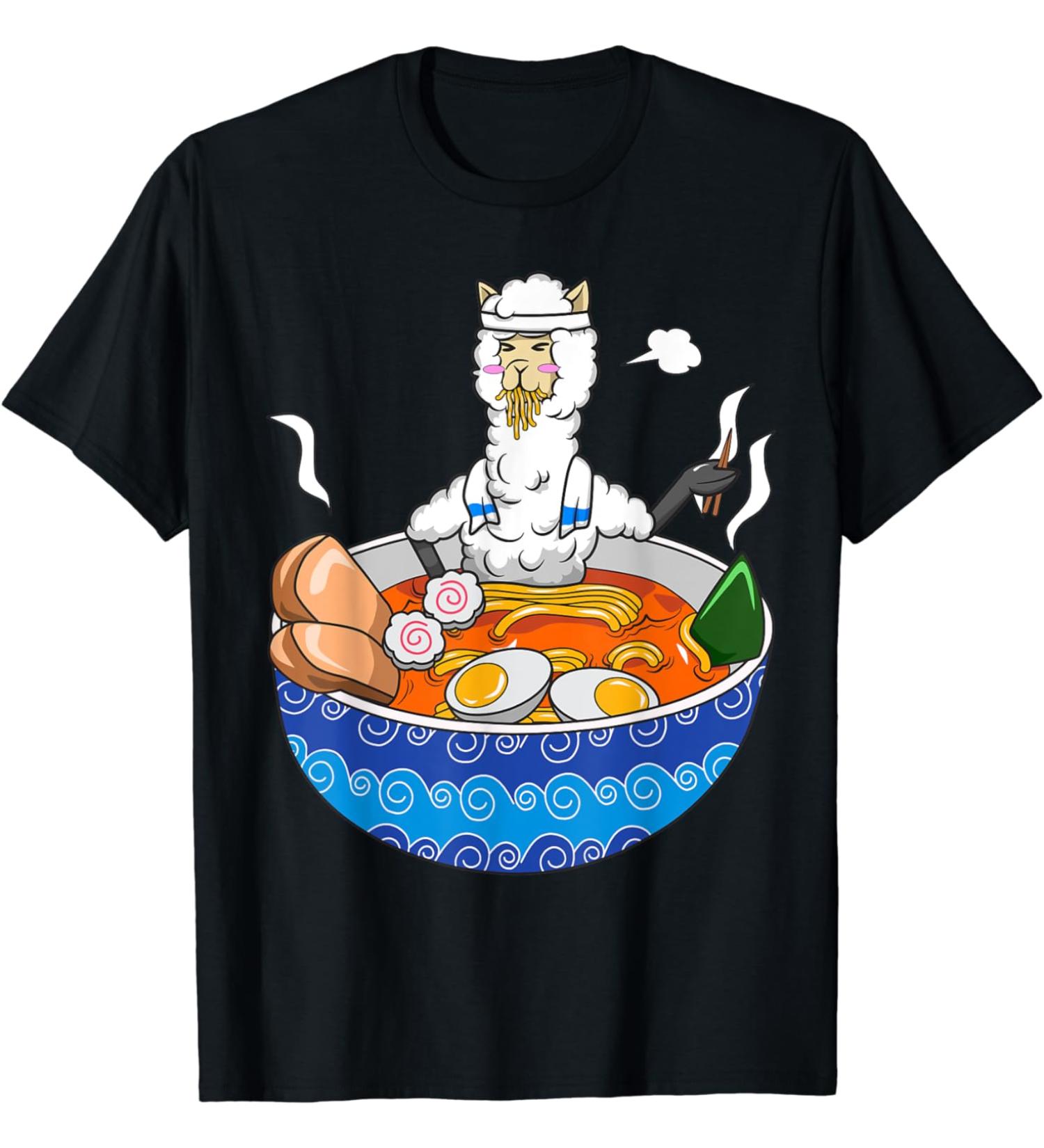 Japanese Kawaii Llamen Ramen Noodle Chillin Bowl T-Shirt