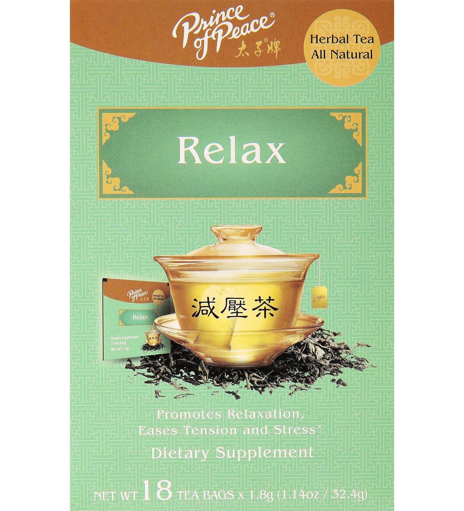 Prince of Peace Relax Tea, 18 Tea Bags – Relaxation Tea Bags – Prince of Peace – Tea for Stress – Chinese Tea – Herbal Relax Tea 1 Pack
