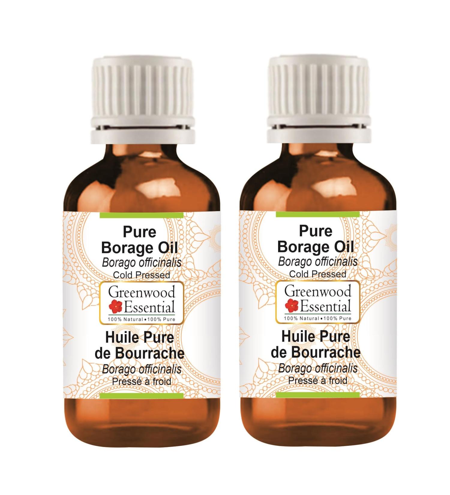 Buy Greenwood Essential Natural Borage Oil (Borago Officinalis) - Pure Cold-Pressed Therapeutic Quality - Pack of Two 100ml (6.76 oz) - International Shipping Available - Buy Online on GoSupps.com