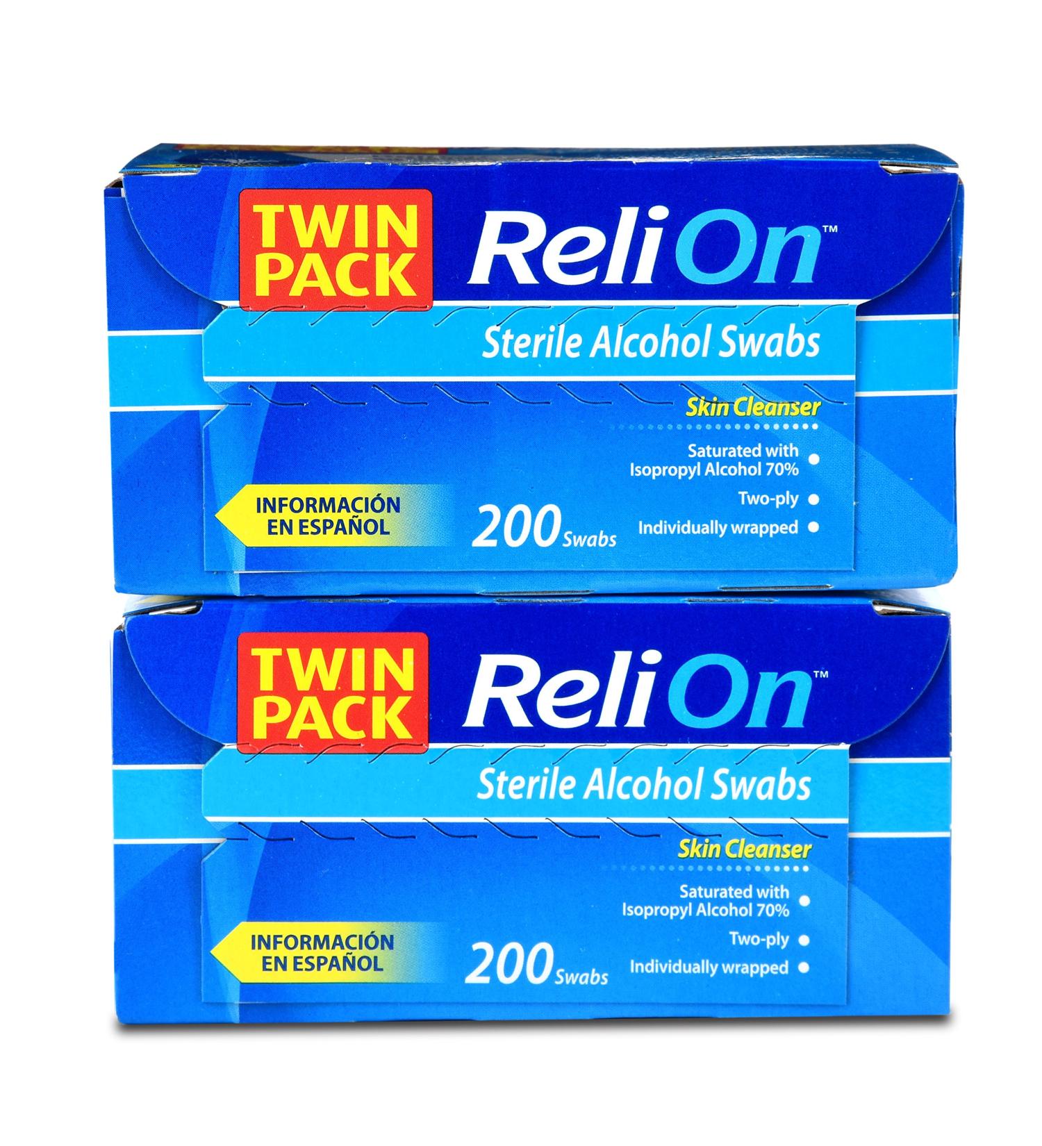 ReliOn Sterile Alcohol Swabs 200 Count - Disinfectant Wipes for Medical & Personal Use - Buy Online on GoSupps.com