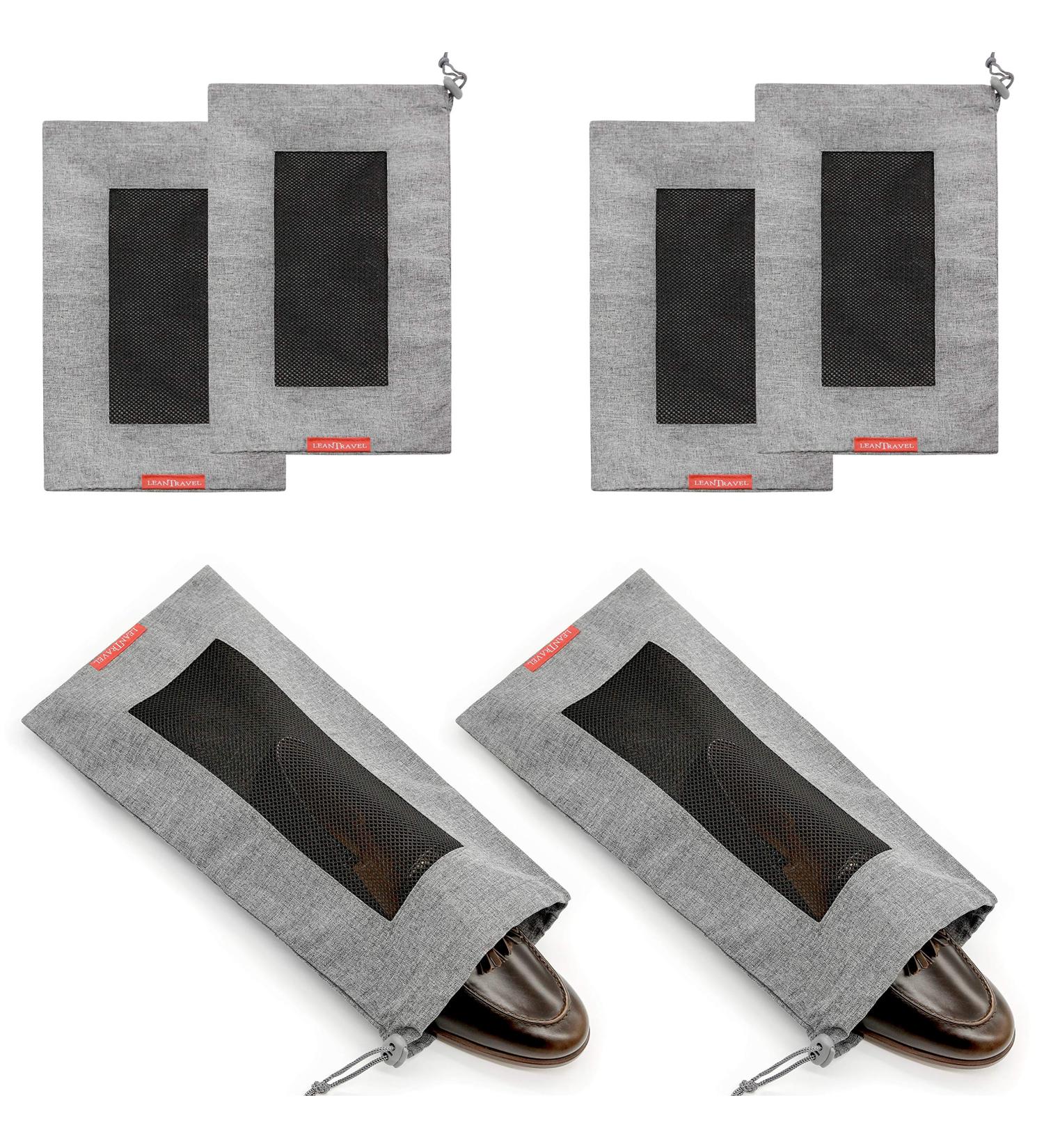 LeanTravel Breathable Mesh Shoe Bags with Drawstring Cord Lock - Set of 6, Grey - Buy Online on GoSupps.com