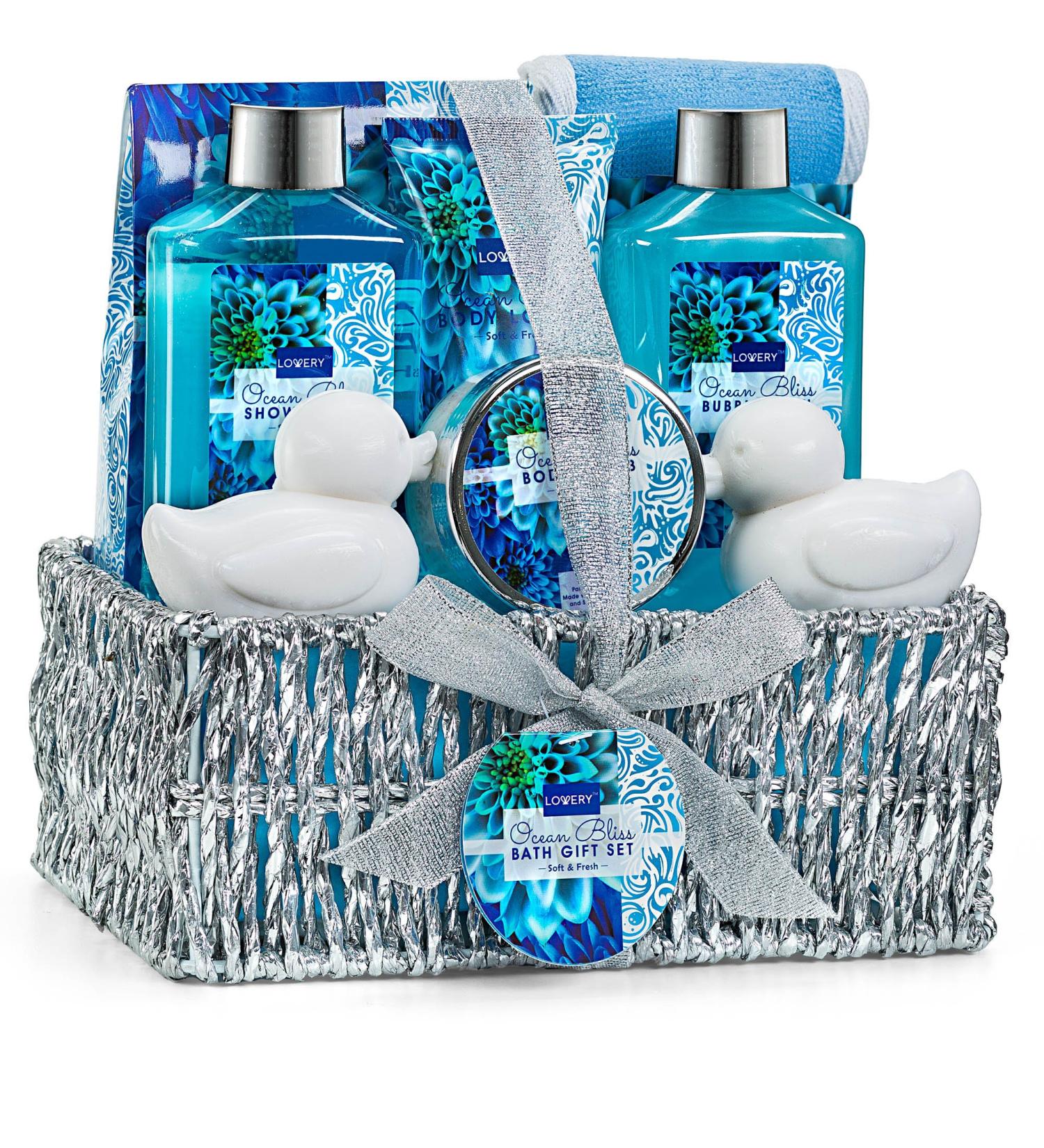 Heavenly Ocean Bliss Home Spa Gift Basket - 9pc Bath & Body Set for Women - Perfect for Father's Day, Wedding, Anniversary, Birthday, Graduation - Buy Online on GoSupps.com