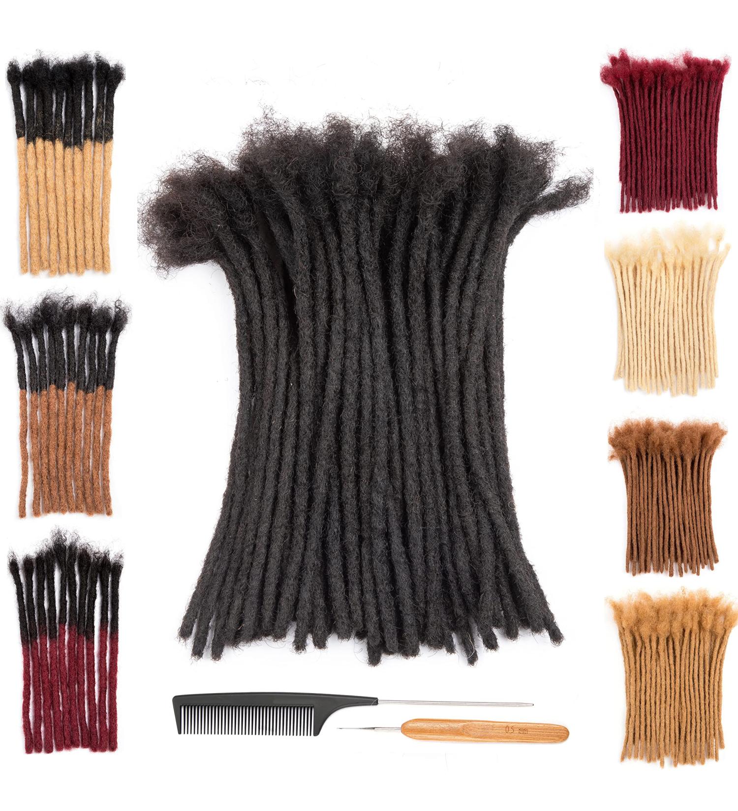 DAIXI 100% Real Human Hair Dreadlock Extensions - 6-18 Inch, 30 Strands, Custom Thickness, Dyeable & Curly - Handmade for Men & Women - Buy Online on GoSupps.com