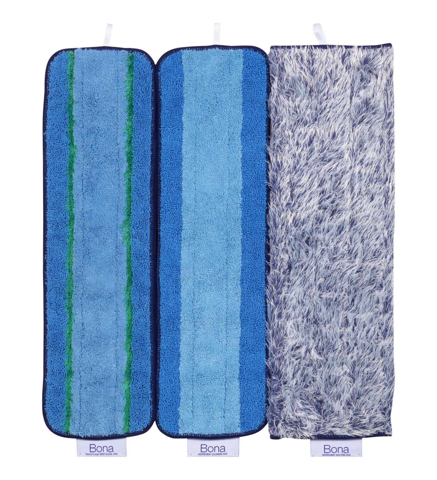 Bona Microfiber Pad 3-Pack for Hardwood Floors - Dusting, Cleaning, and Deep Cleaning Pads - Fits Bona Family of Mops - 3 Count, 18.31 x 5.12 - Buy Online on GoSupps.com
