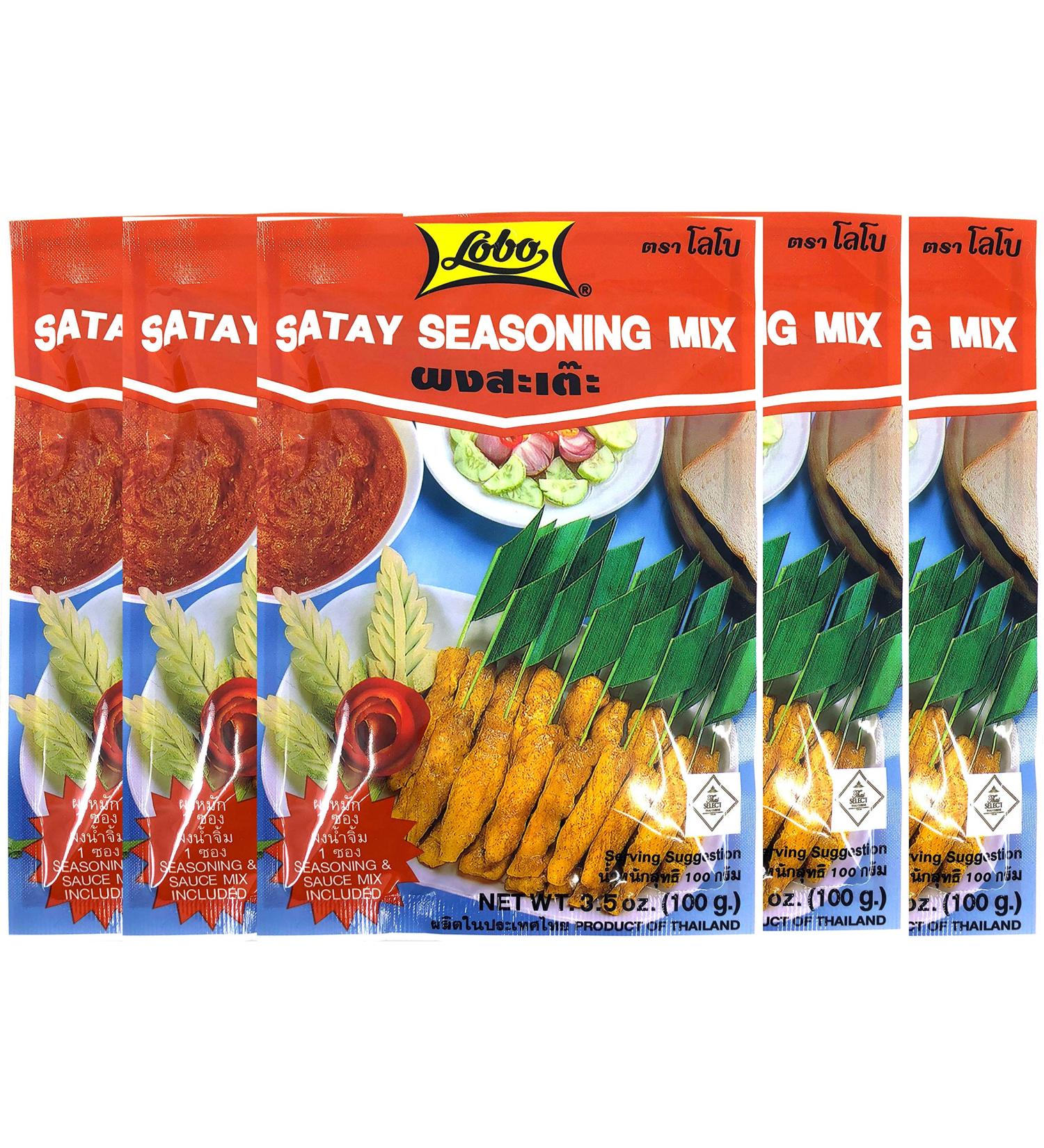 Lobo Brand Thai Satay Mix (Peanut Sauce) 3.5 Oz Each - 5 Packs 3.5 Ounce (Pack of 5)