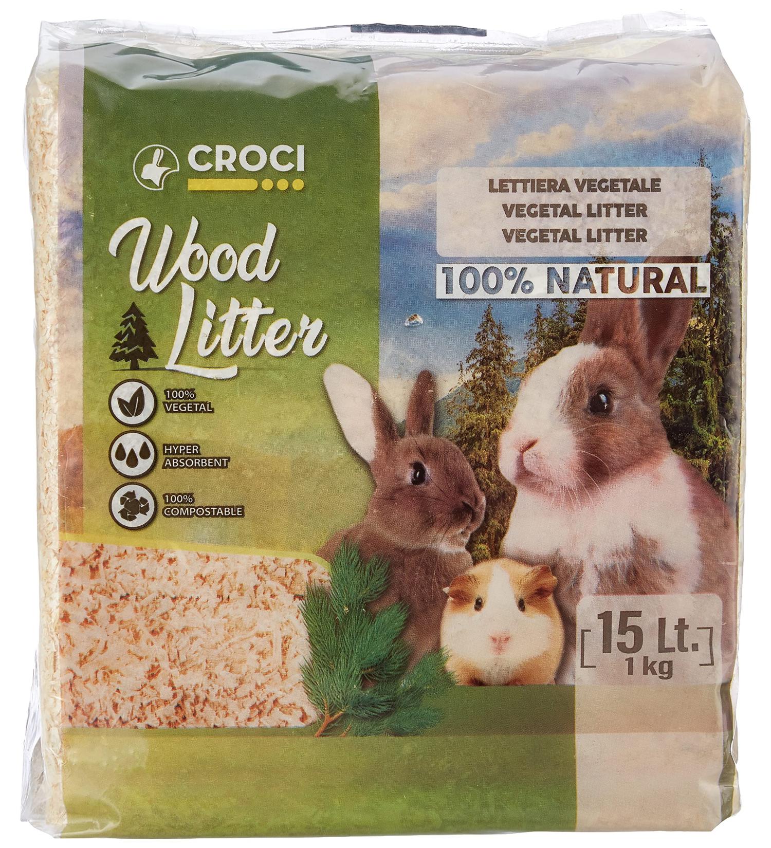 Croci Wood Litter for Rodents - Natural Compostable Super Absorbent Vegetable Litter (15L 1kg) - No Chemicals Smell-Inhibiting - Buy Online on GoSupps.com