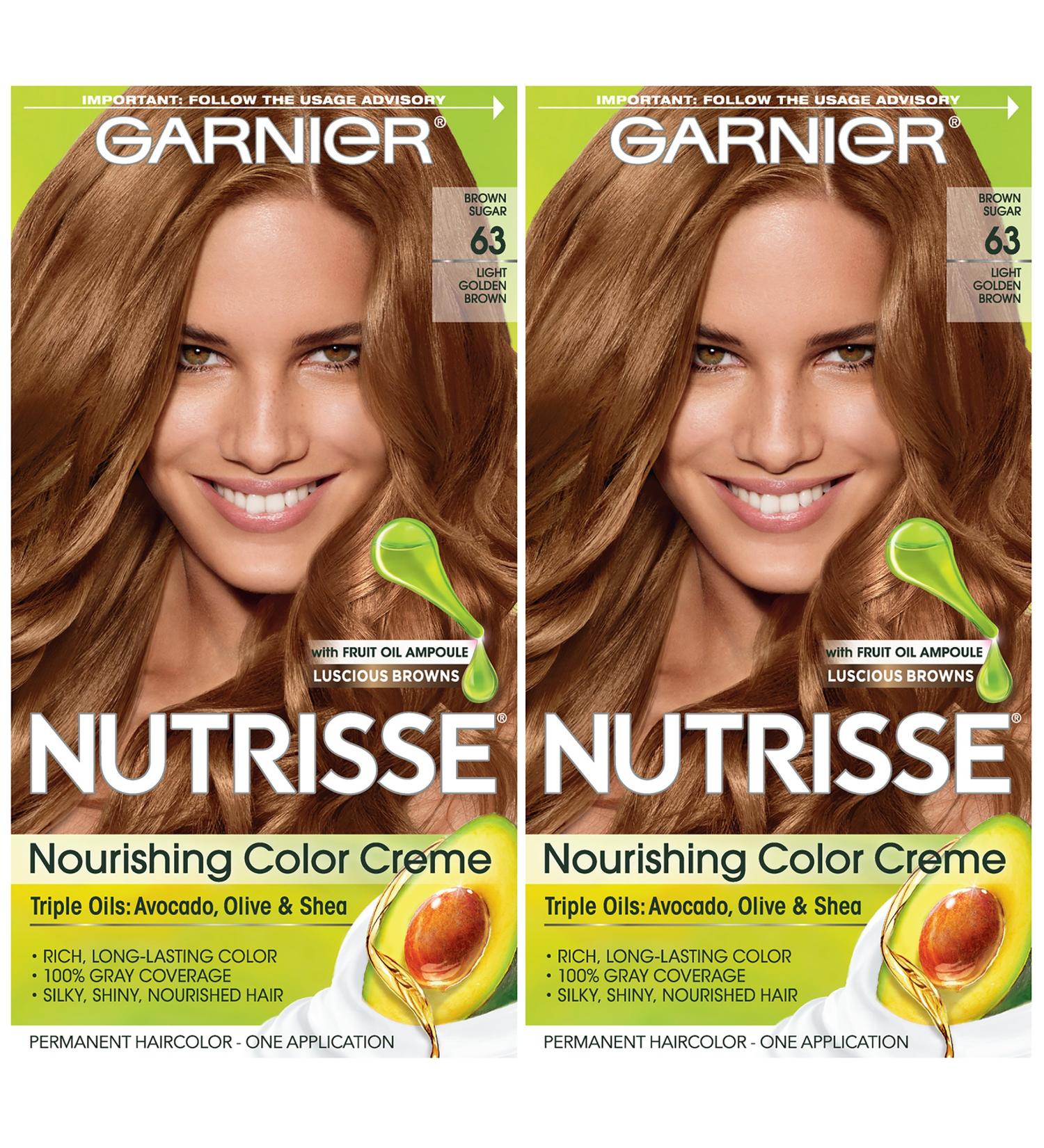 Garnier Nutrisse 63 Light Golden Brown Hair Color - 2 Count Pack - Buy Online on GoSupps.com