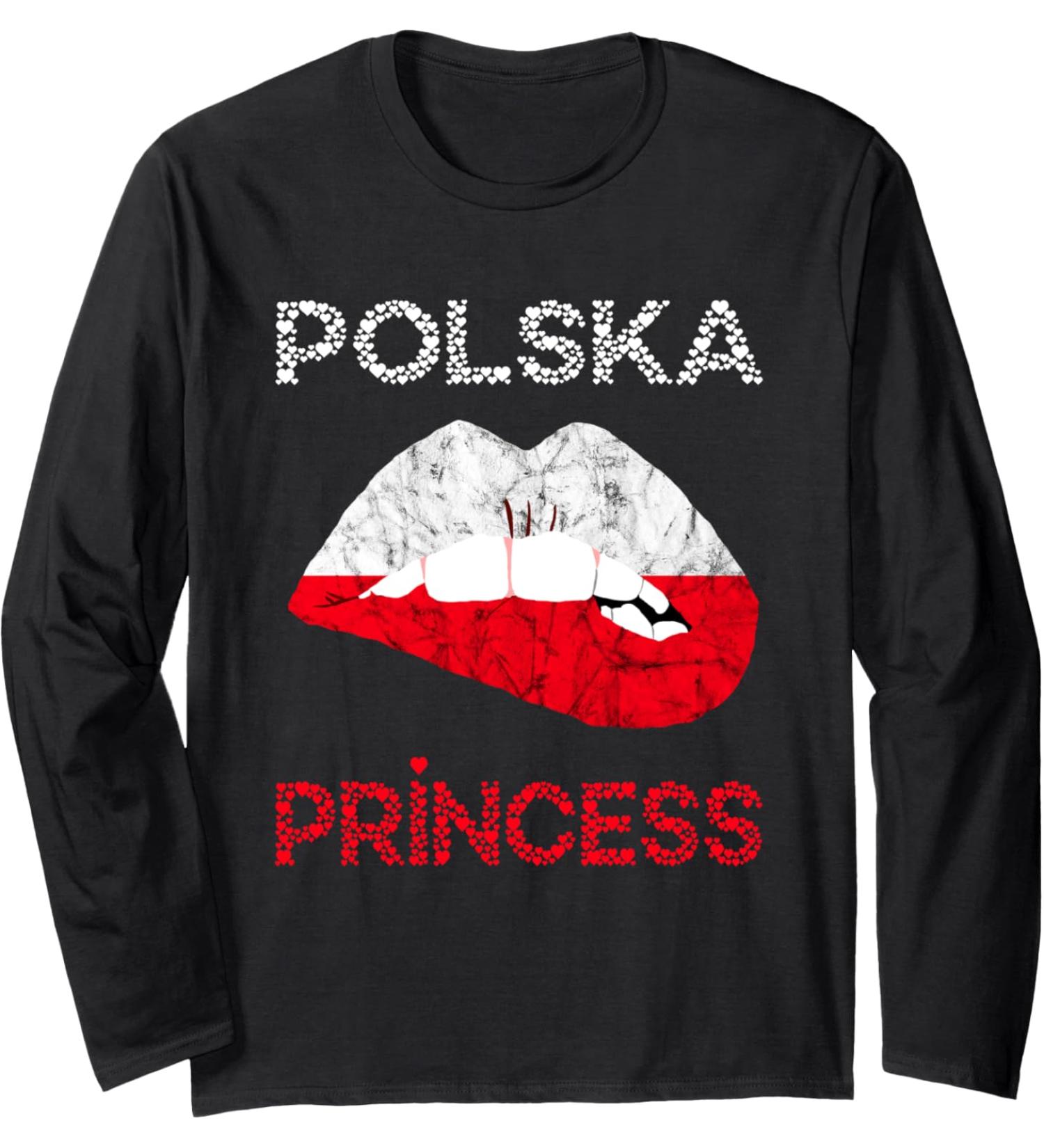 Polska Princess Poland Lips Mouth Polish Pride Kissing Long Sleeve T-Shirt