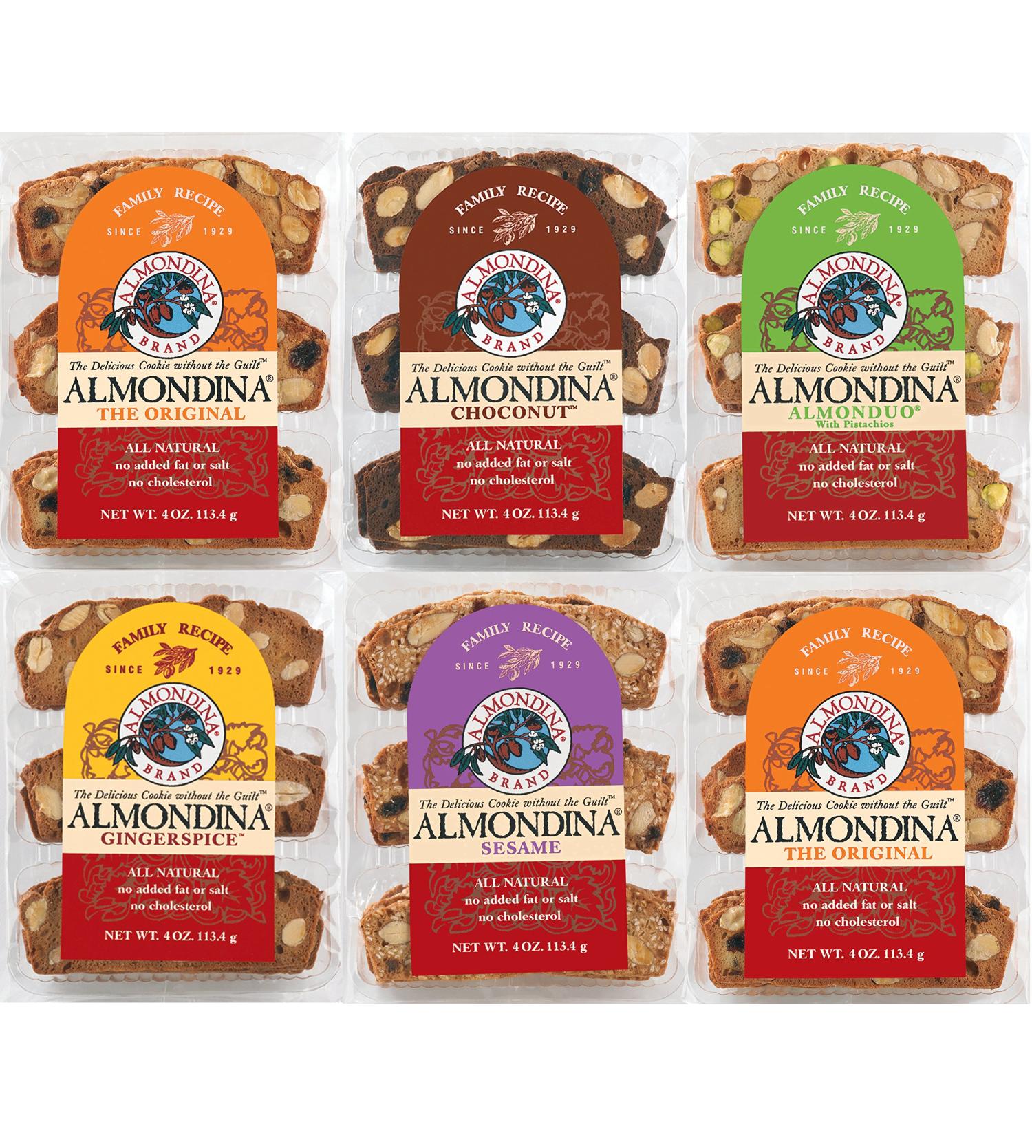 Almondina Almond Cookies Variety Pack - Non-Dairy, Kosher, Toasted with Natural Ingredients - 4-Ounce (Pack of 6) - Buy Online on GoSupps.com