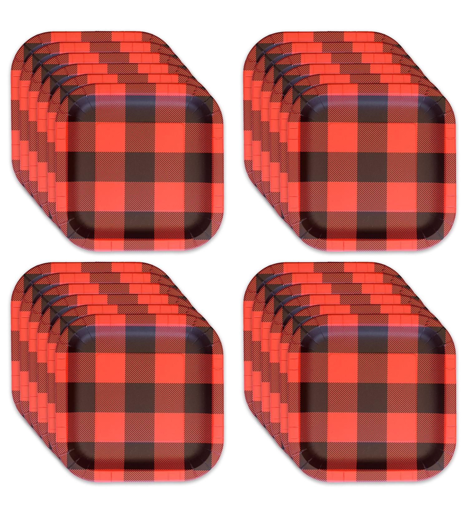 Canadian Lumberjack Plaid Paper Party Dinner Plates - 24 Plates - 23 cm Square - Buy Online on GoSupps.com