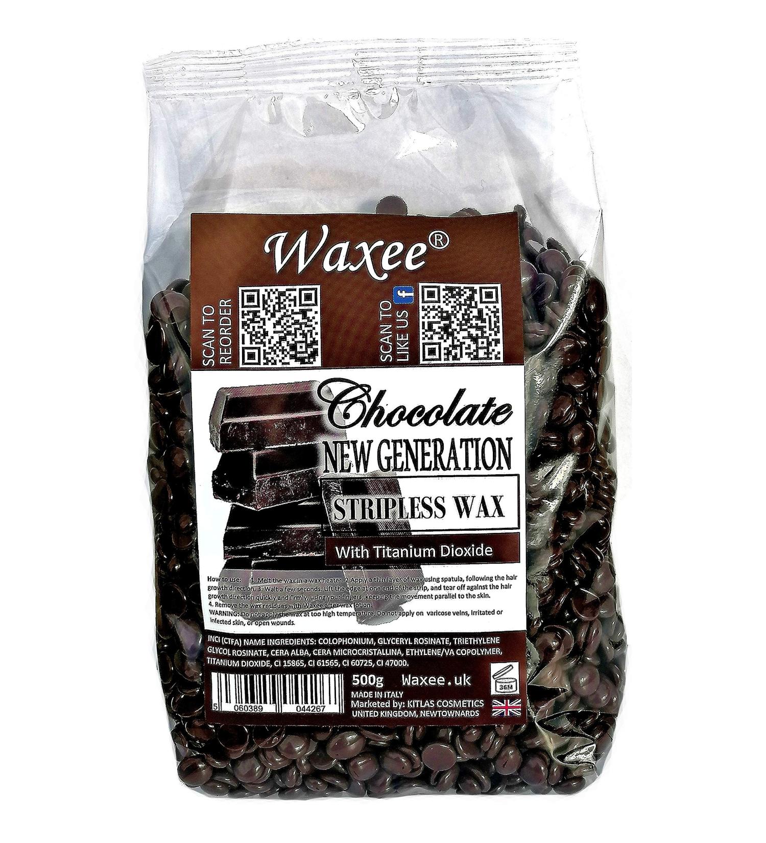 Stripless hard film wax New Generation Brazilian peelable peel off flexible wax beads (500g bag of film hard wax Chocolate)